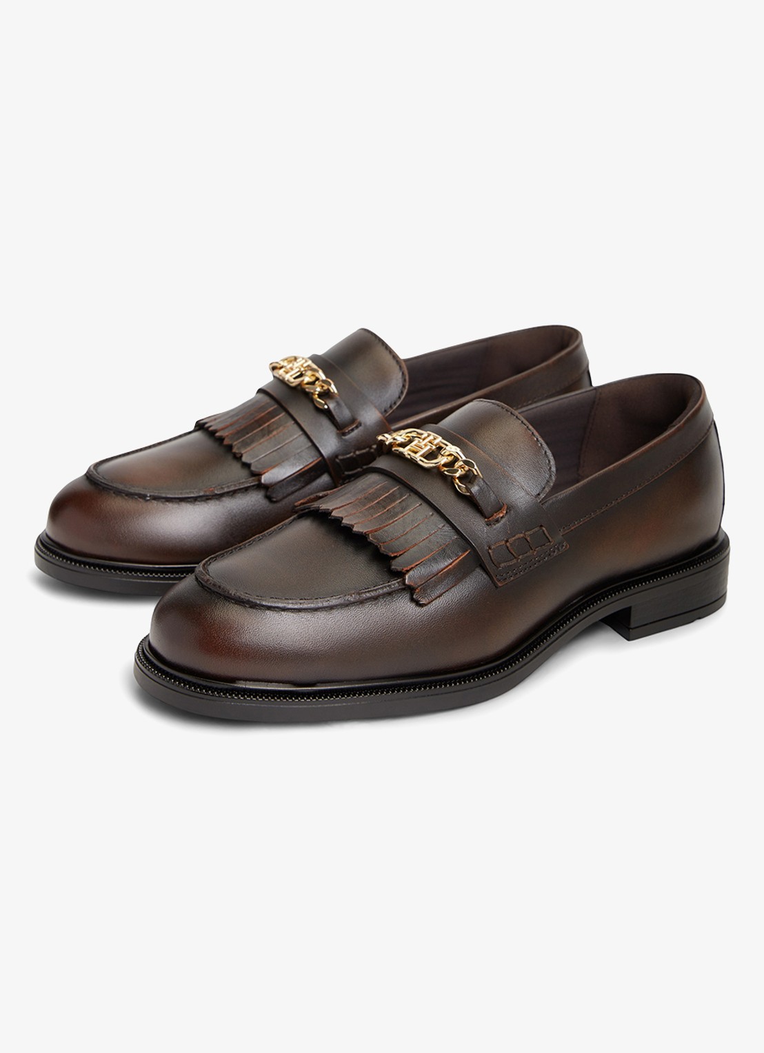 Tommy Hilfiger Loafers van leer - detail 4 bruin
