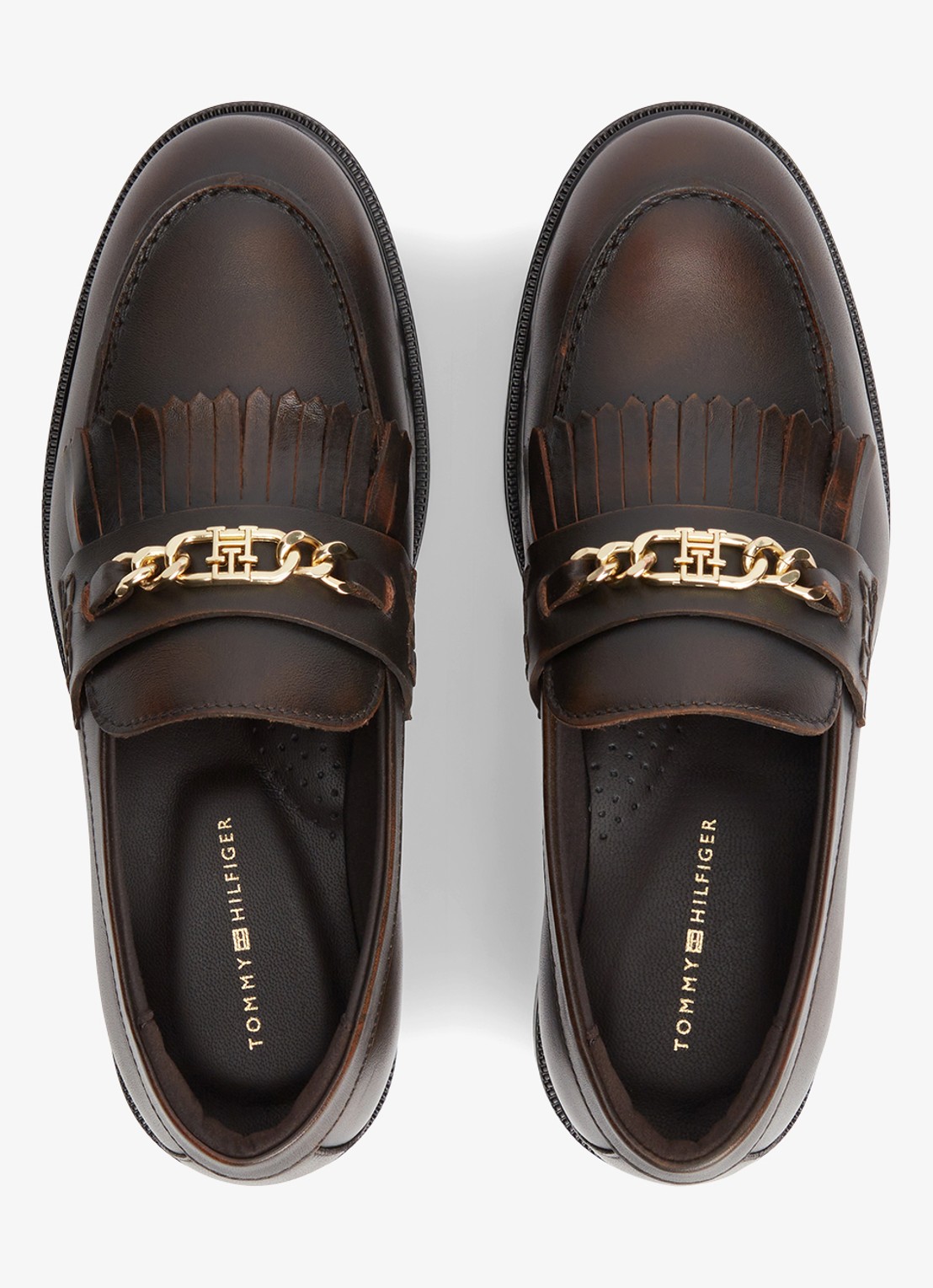 Tommy Hilfiger Loafers van leer - detail 6 bruin