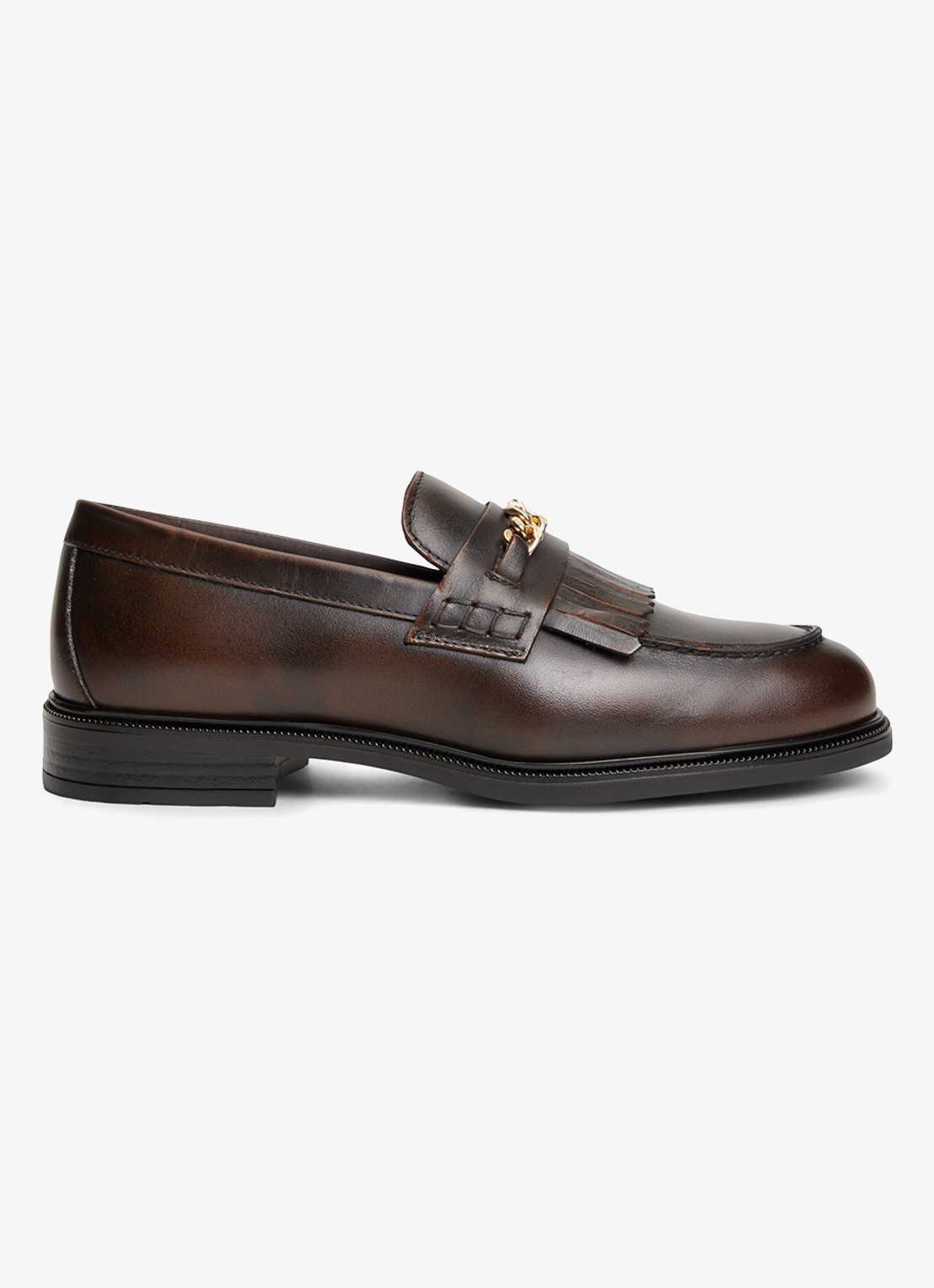 Tommy Hilfiger Loafers van leer - voorkant bruin