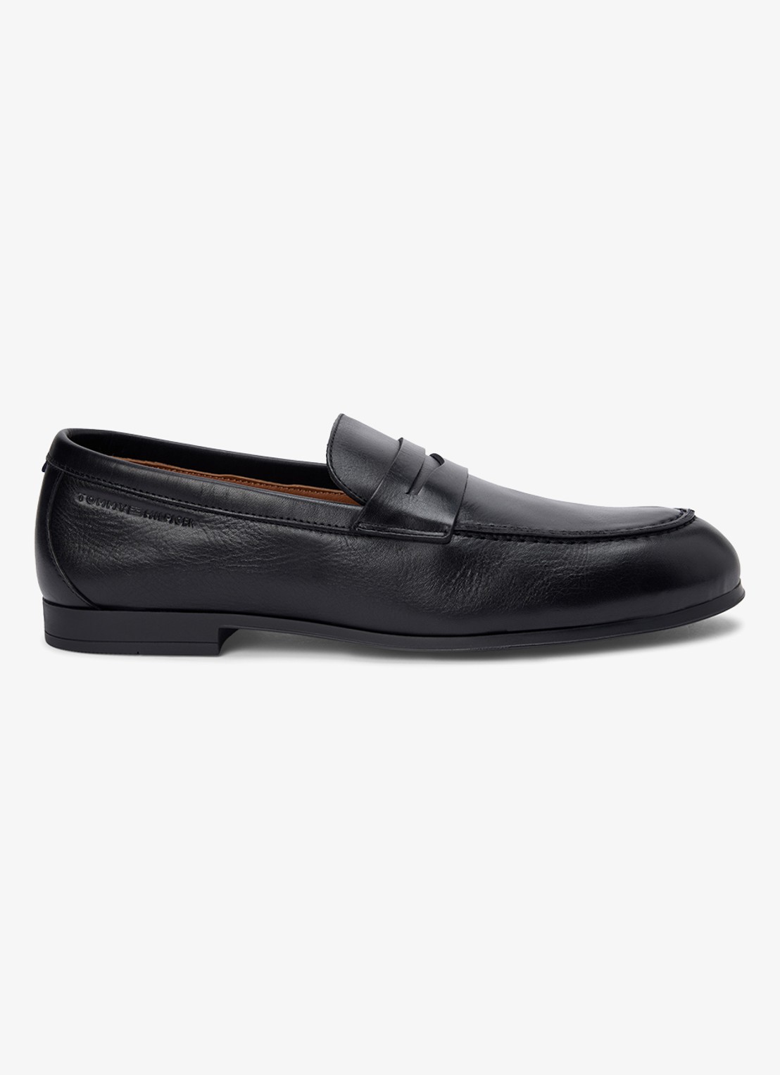 Tommy Hilfiger Loafers van leer - voorkant zwart