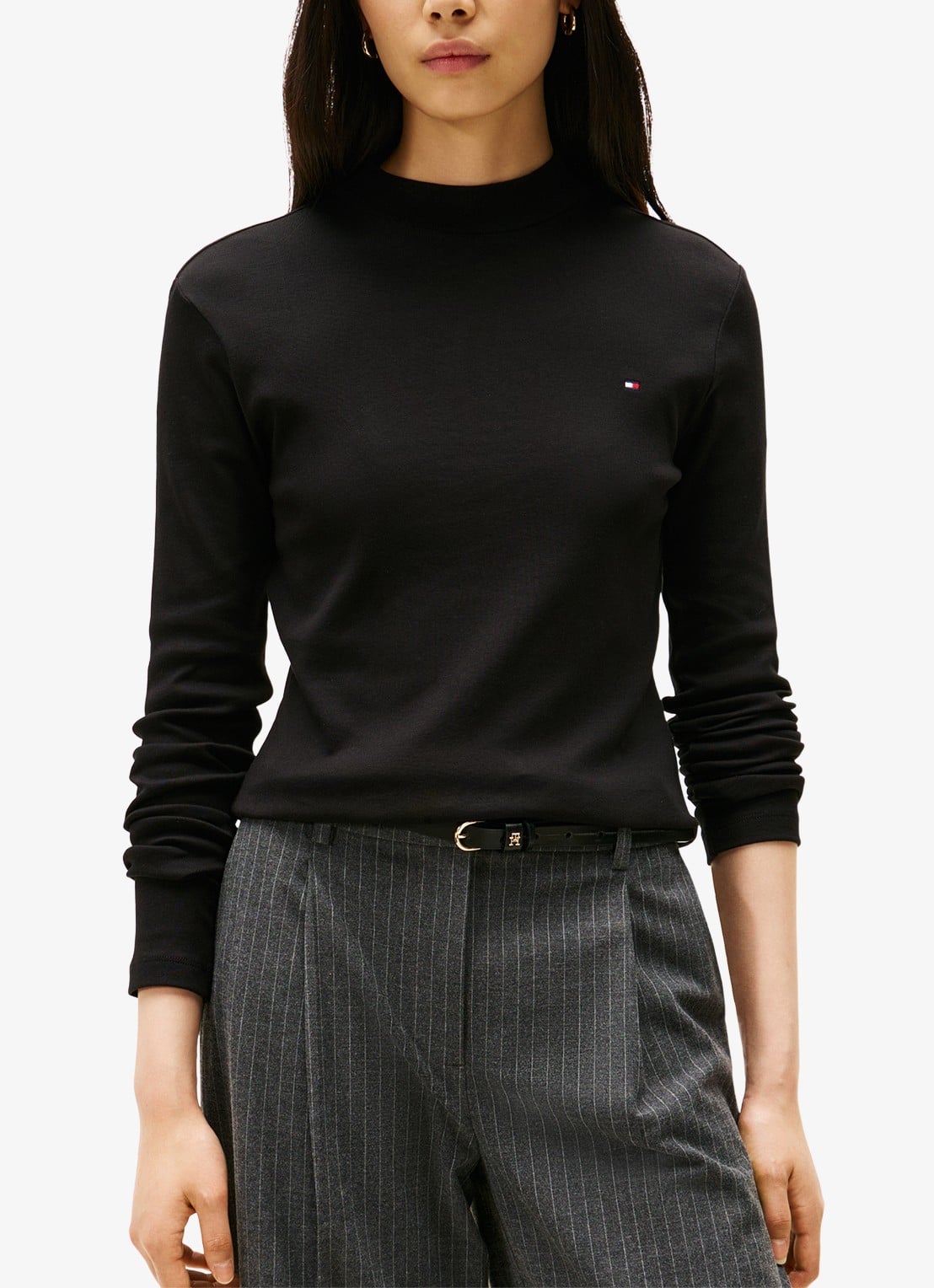 Tommy Hilfiger Longsleeve met col - detail 4 zwart