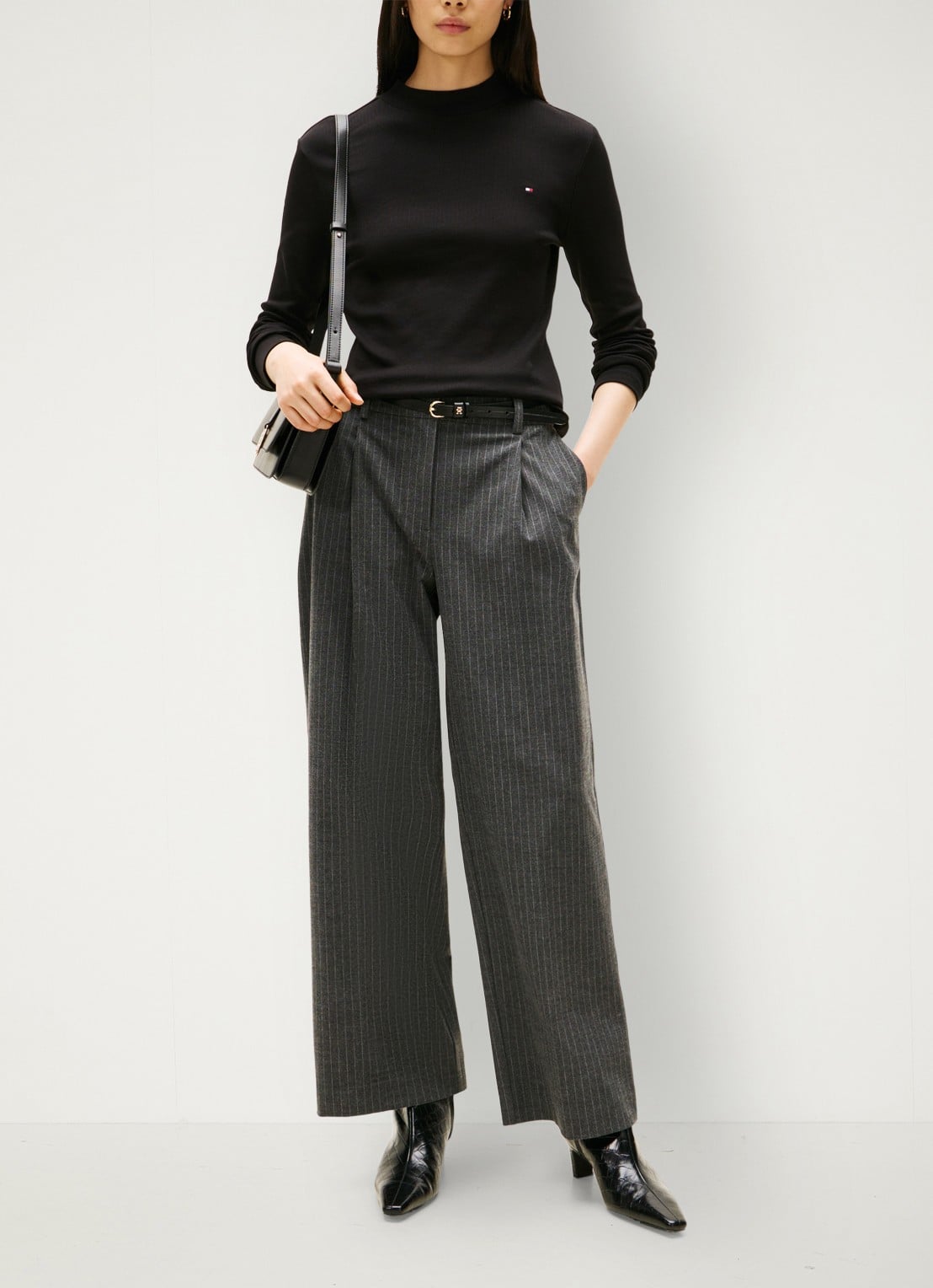 Tommy Hilfiger Longsleeve met col - voorkant 2 zwart