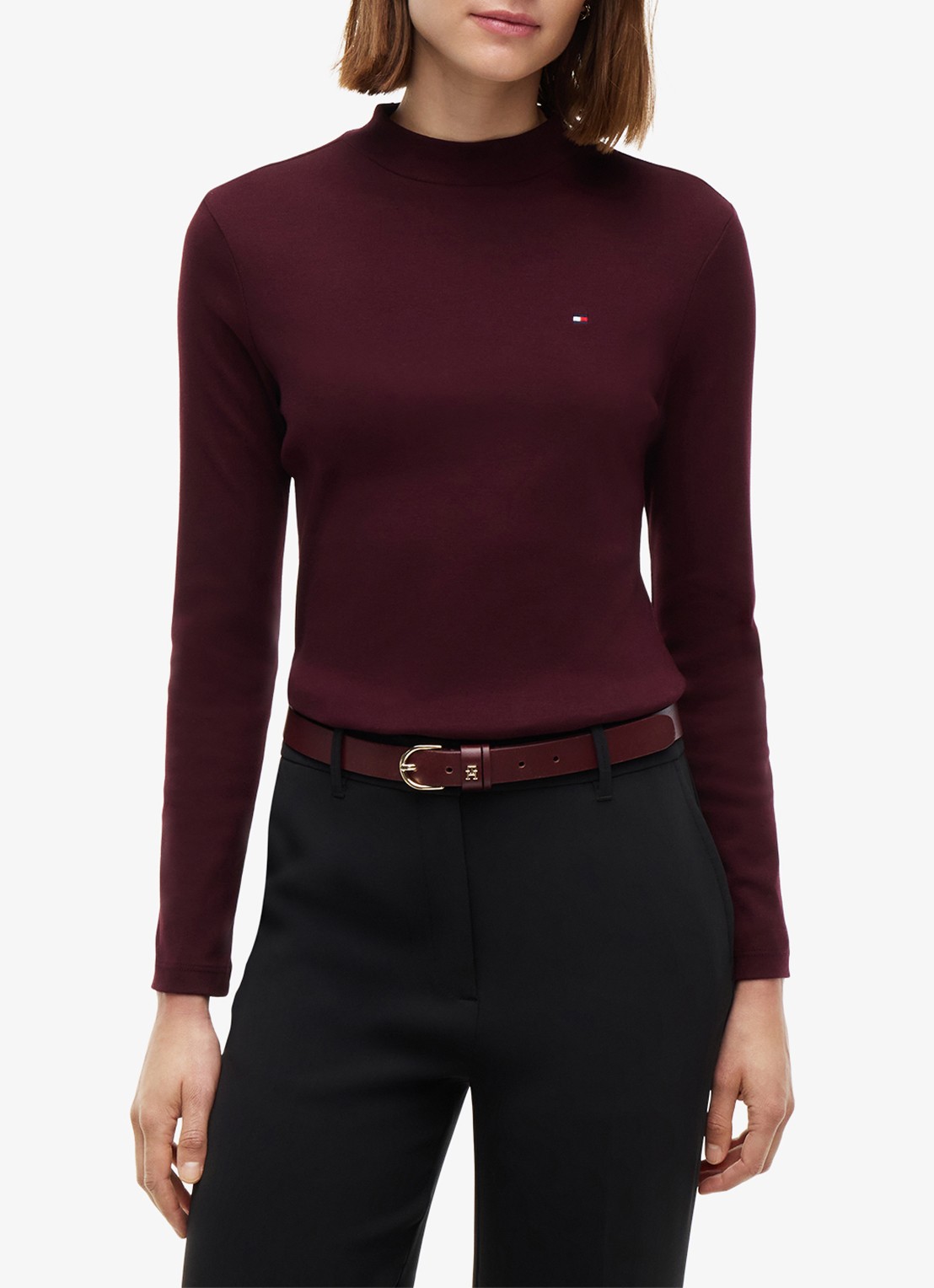 Tommy Hilfiger Longsleeve met col - detail 4 bordeauxrood