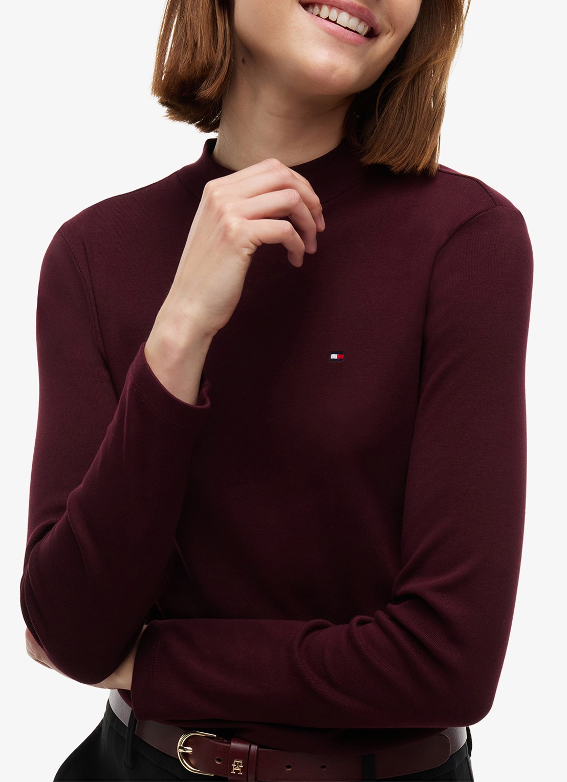Tommy Hilfiger Longsleeve met col - detail 5 bordeauxrood