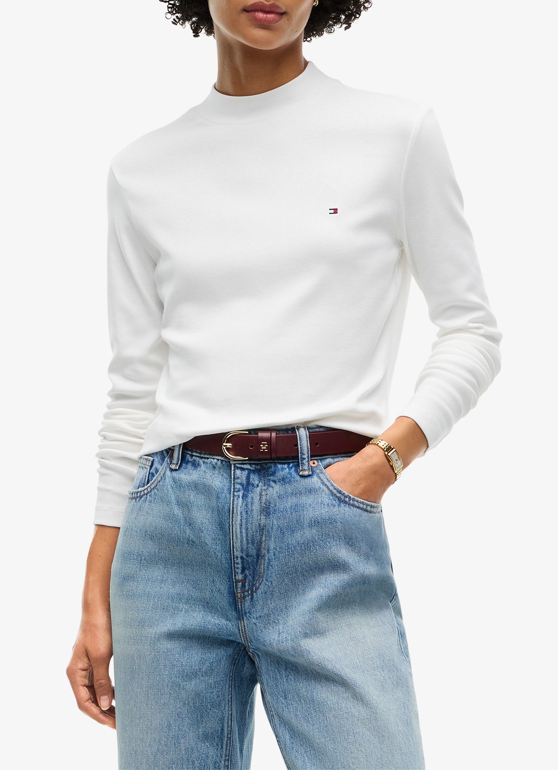 Tommy Hilfiger Longsleeve met col - detail gebroken wit