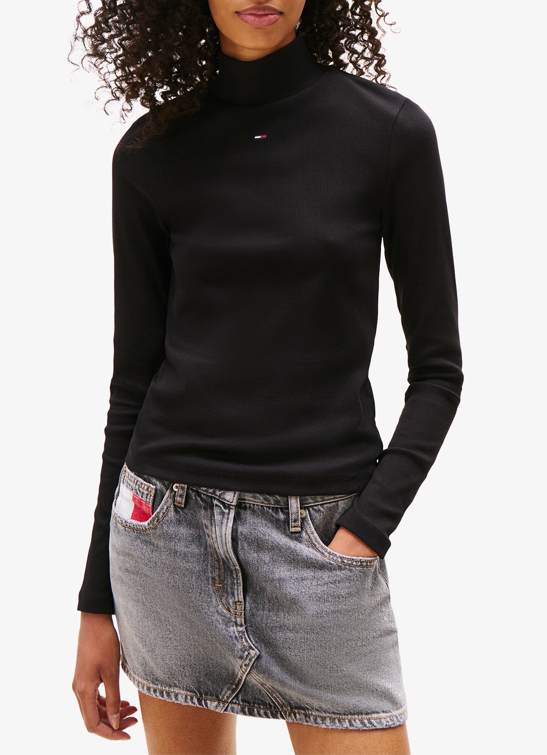 Tommy Hilfiger Longsleeve met col - detail zwart