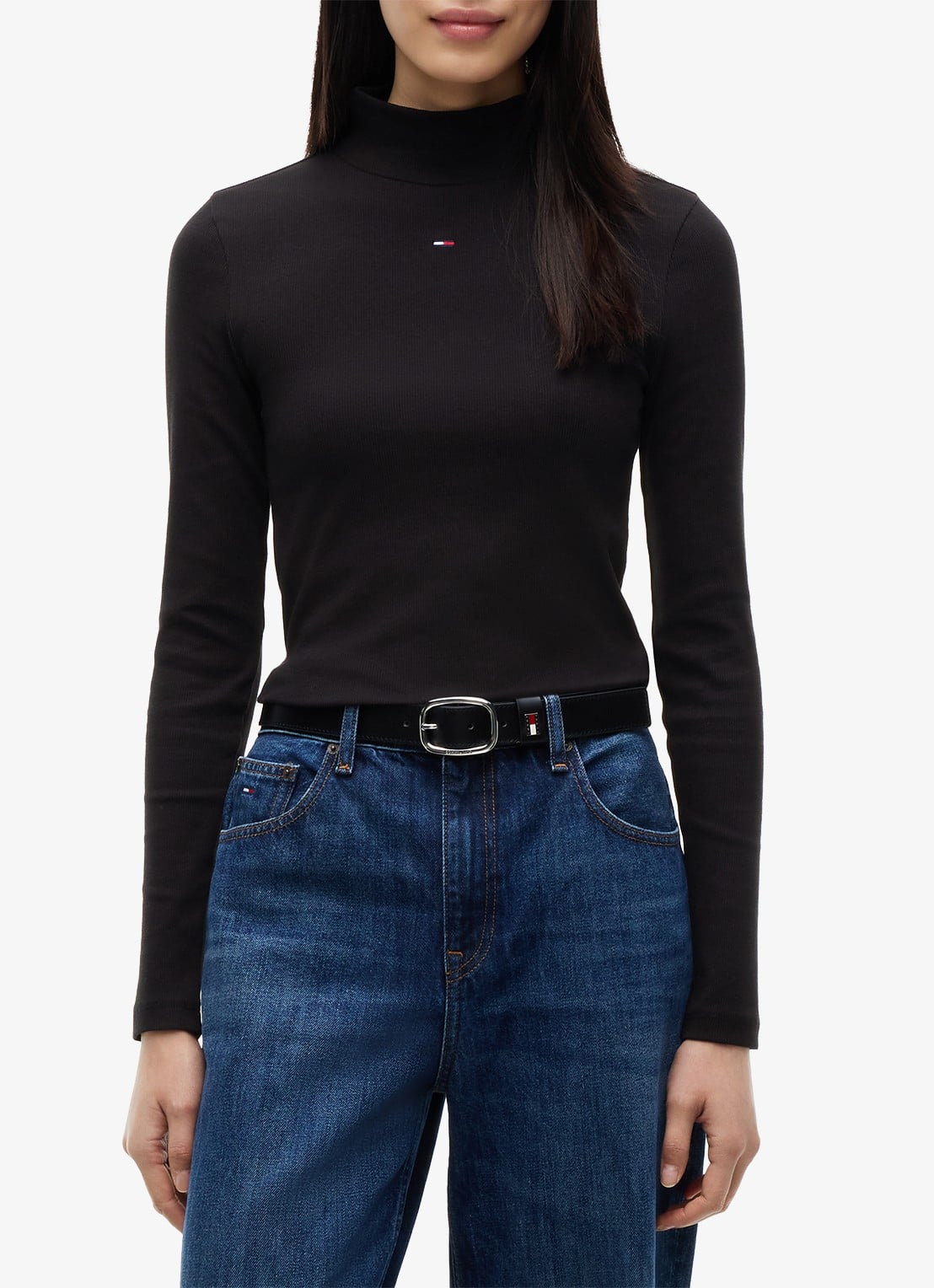 Tommy Hilfiger Longsleeve met col - detail 4 zwart