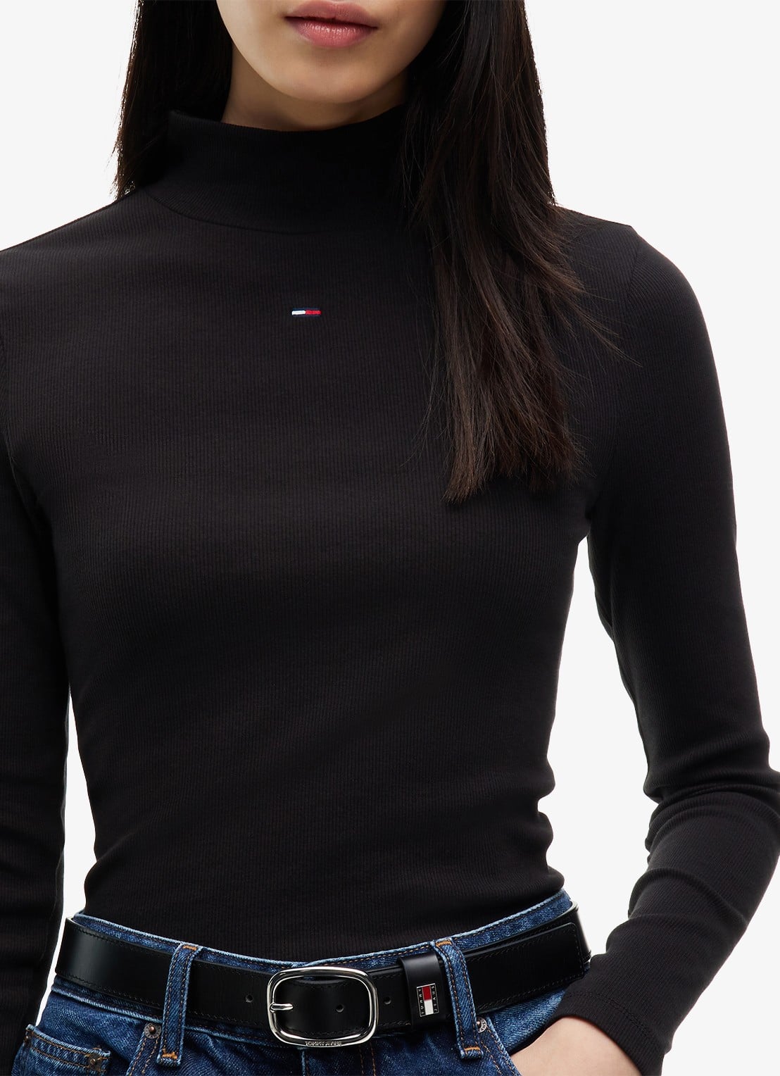 Tommy Hilfiger Longsleeve met col - detail 5 zwart