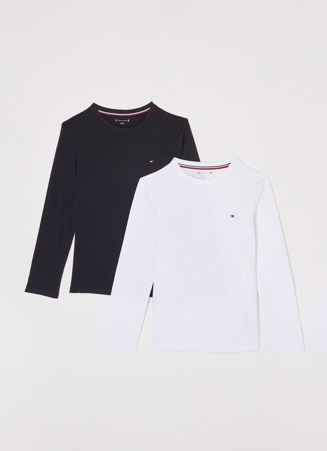 Tommy Hilfiger Longsleeve met logo in 2-pack - voorkant donkerblauw