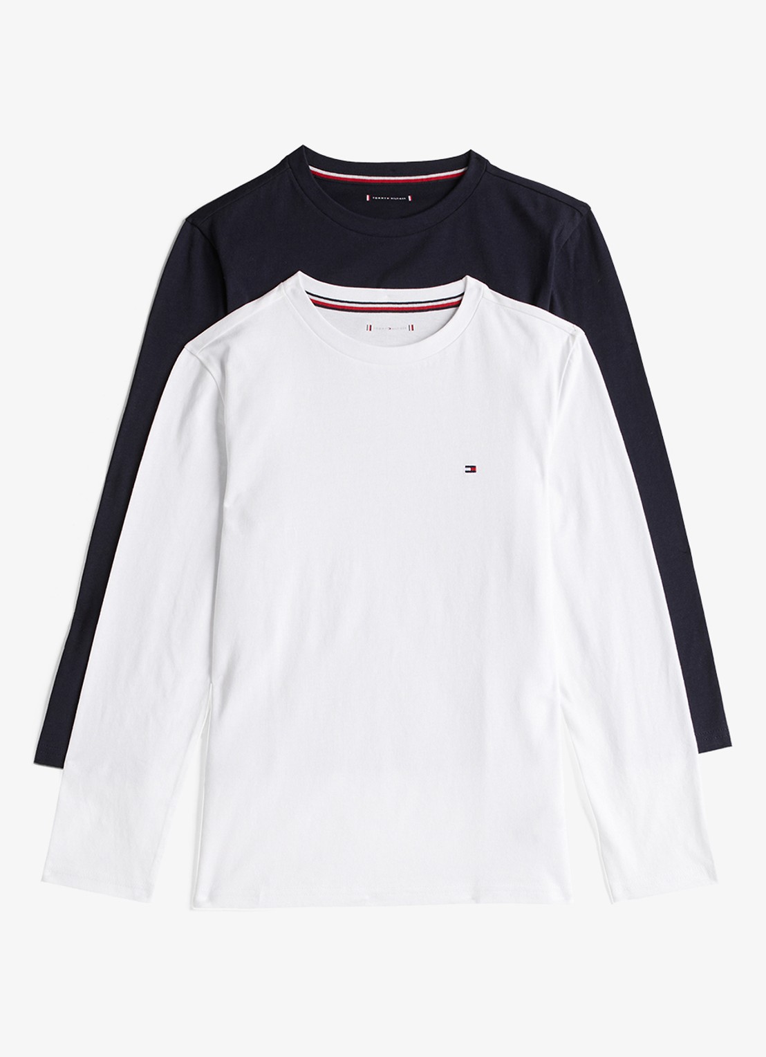 Tommy Hilfiger Longsleeve met logo in 2-pack - voorkant 3 donkerblauw