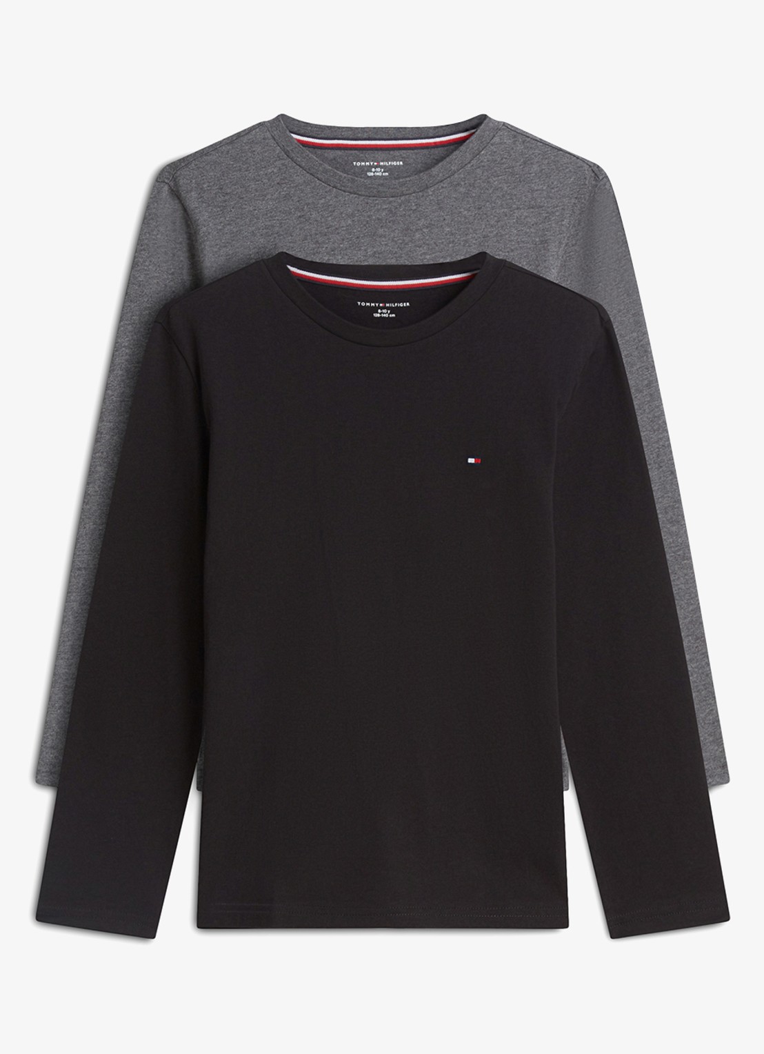 Tommy Hilfiger Longsleeve met logo in 2-pack - voorkant 5 black / dk grey heather-0s3