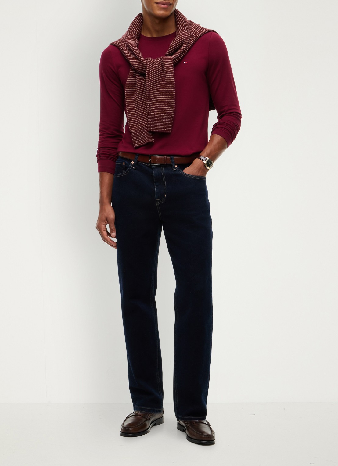 Tommy Hilfiger Longsleeve met logo - voorkant 4 bordeauxrood