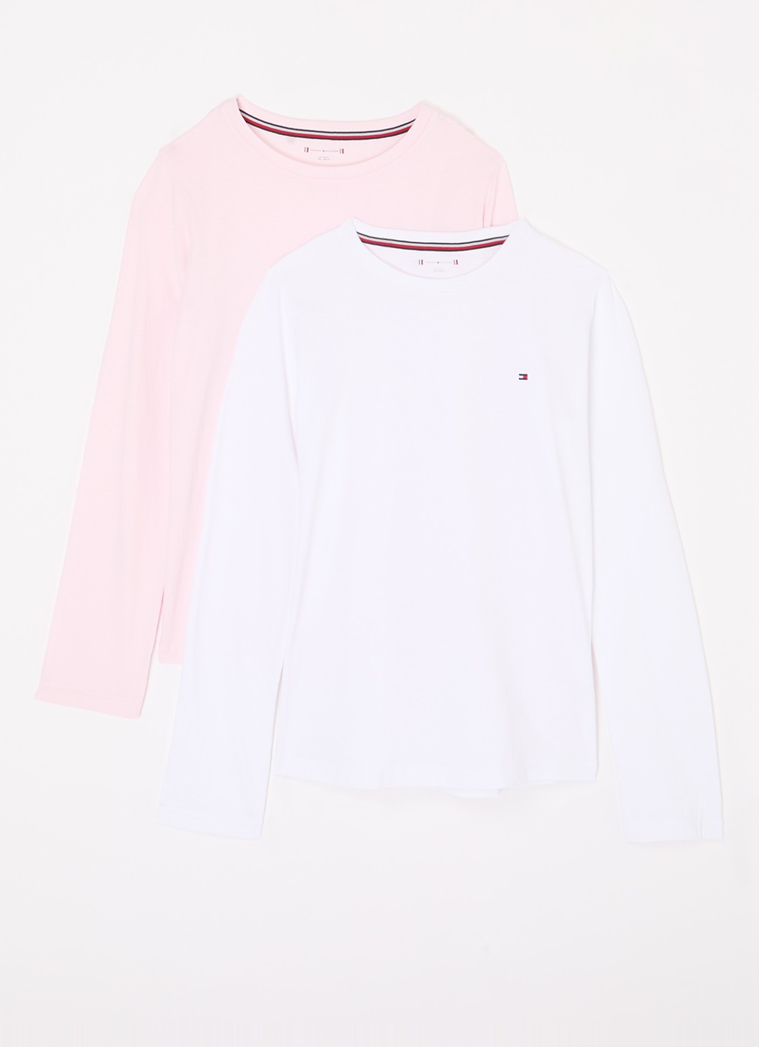 Tommy Hilfiger Longsleeve met logoborduring in 2-pack - voorkant lichtroze