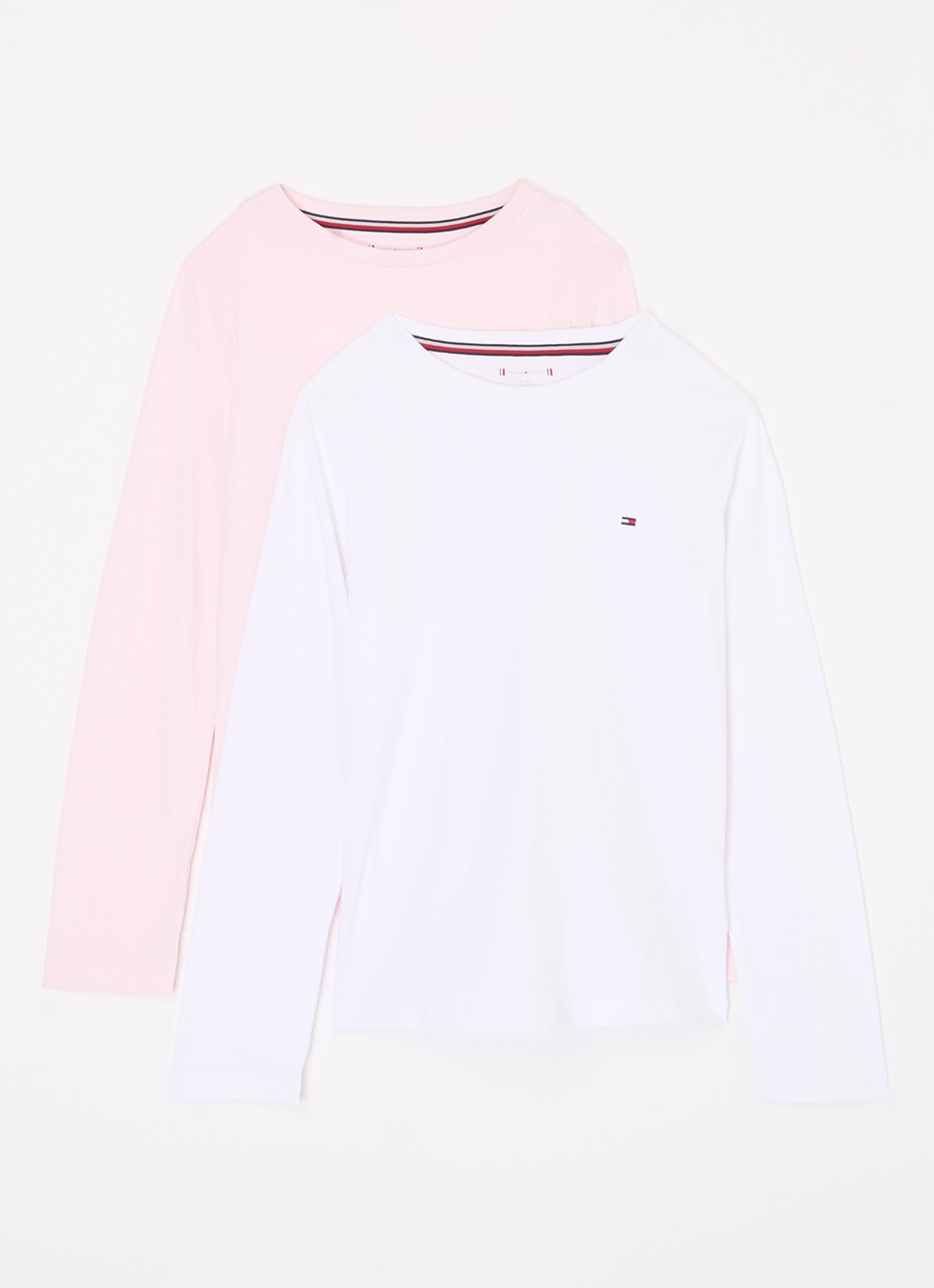 Tommy Hilfiger Longsleeve met logoborduring in 2-pack - voorkant 2 lichtroze