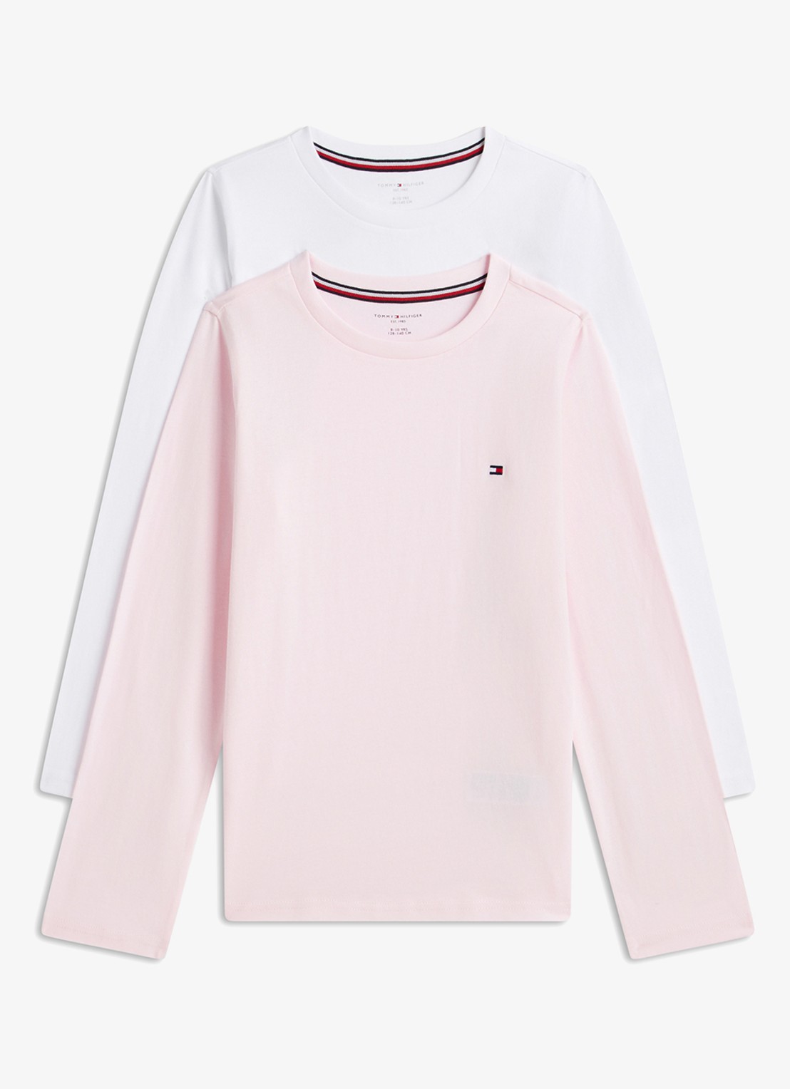 Tommy Hilfiger Longsleeve met logoborduring in 2-pack - voorkant 4 wit