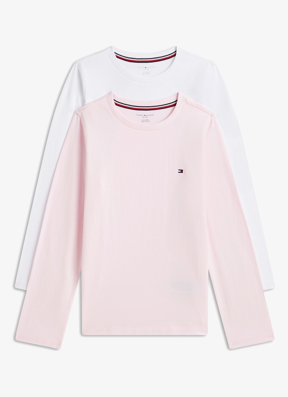 Tommy Hilfiger Longsleeve met logoborduring in 2-pack - voorkant 7 lichtroze