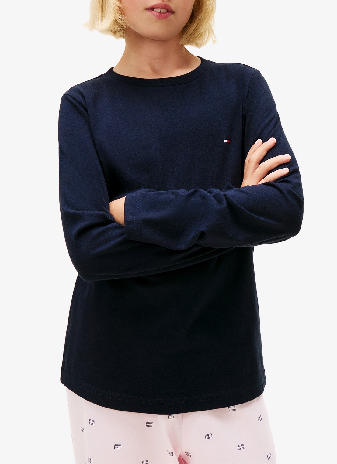 Tommy Hilfiger Longsleeve met logoborduring in 2-pack - detail donkerblauw