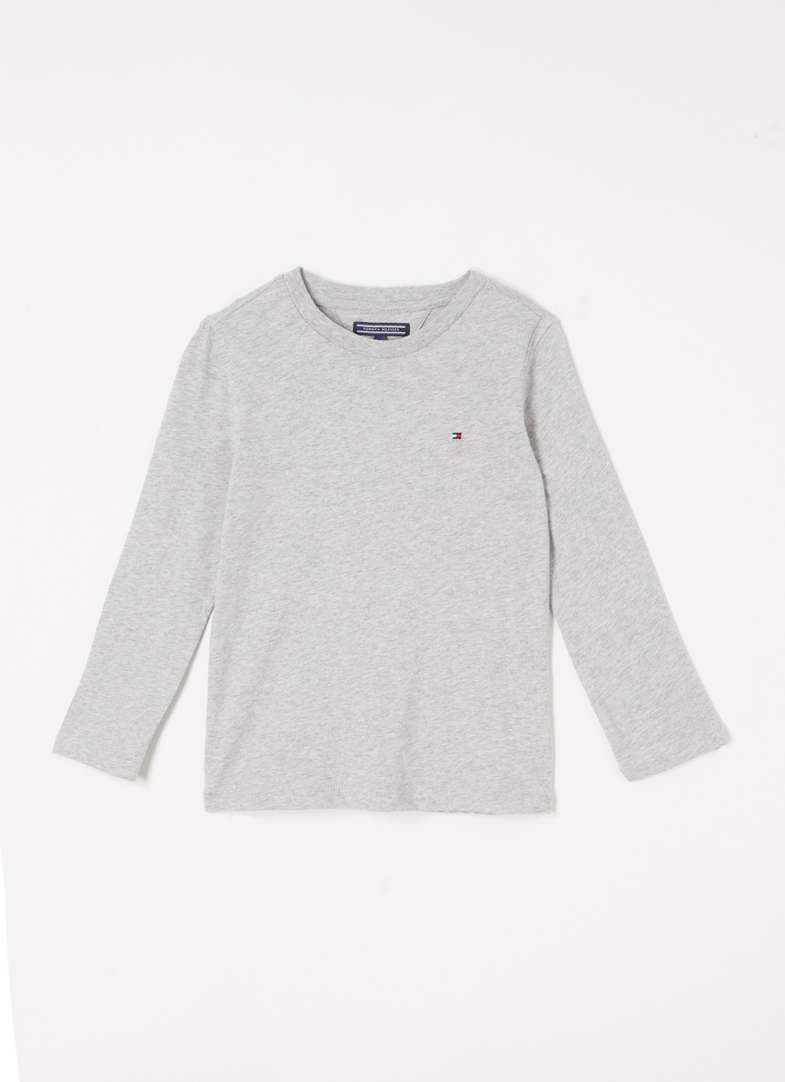 Tommy Hilfiger Longsleeve met logoborduring - voorkant lichtgrijs