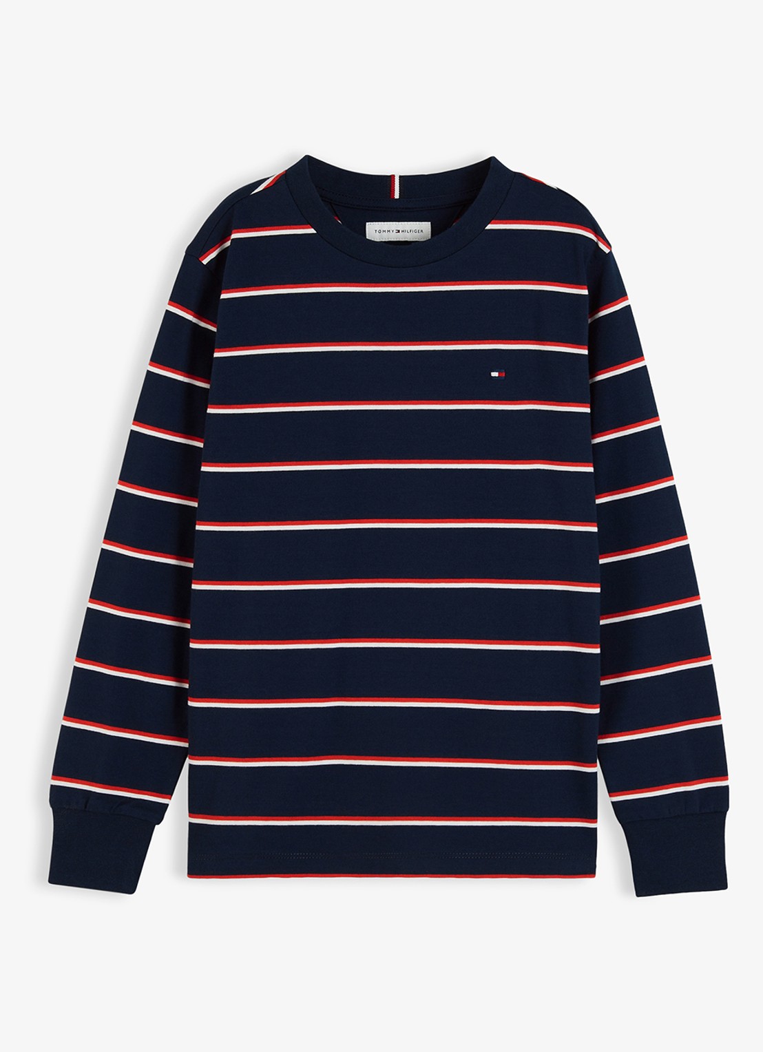 Tommy Hilfiger Longsleeve met streepdessin en logo  - voorkant 3 donkerblauw