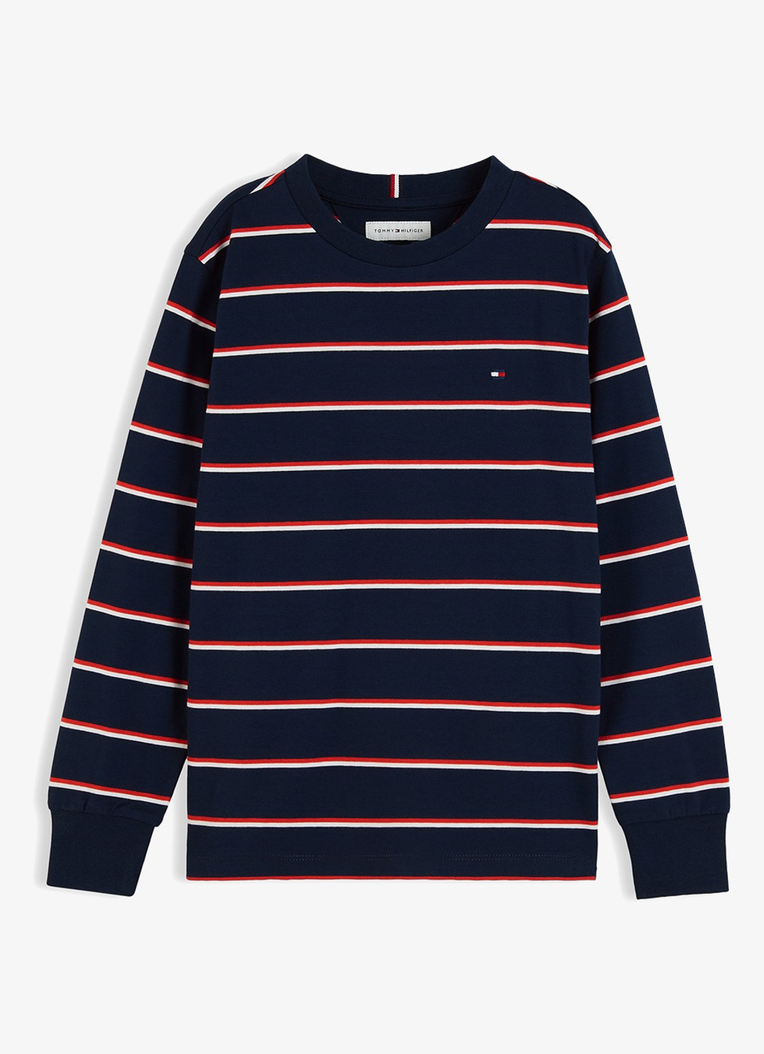 Tommy Hilfiger Longsleeve met streepdessin en logo  - voorkant 5 donkerblauw