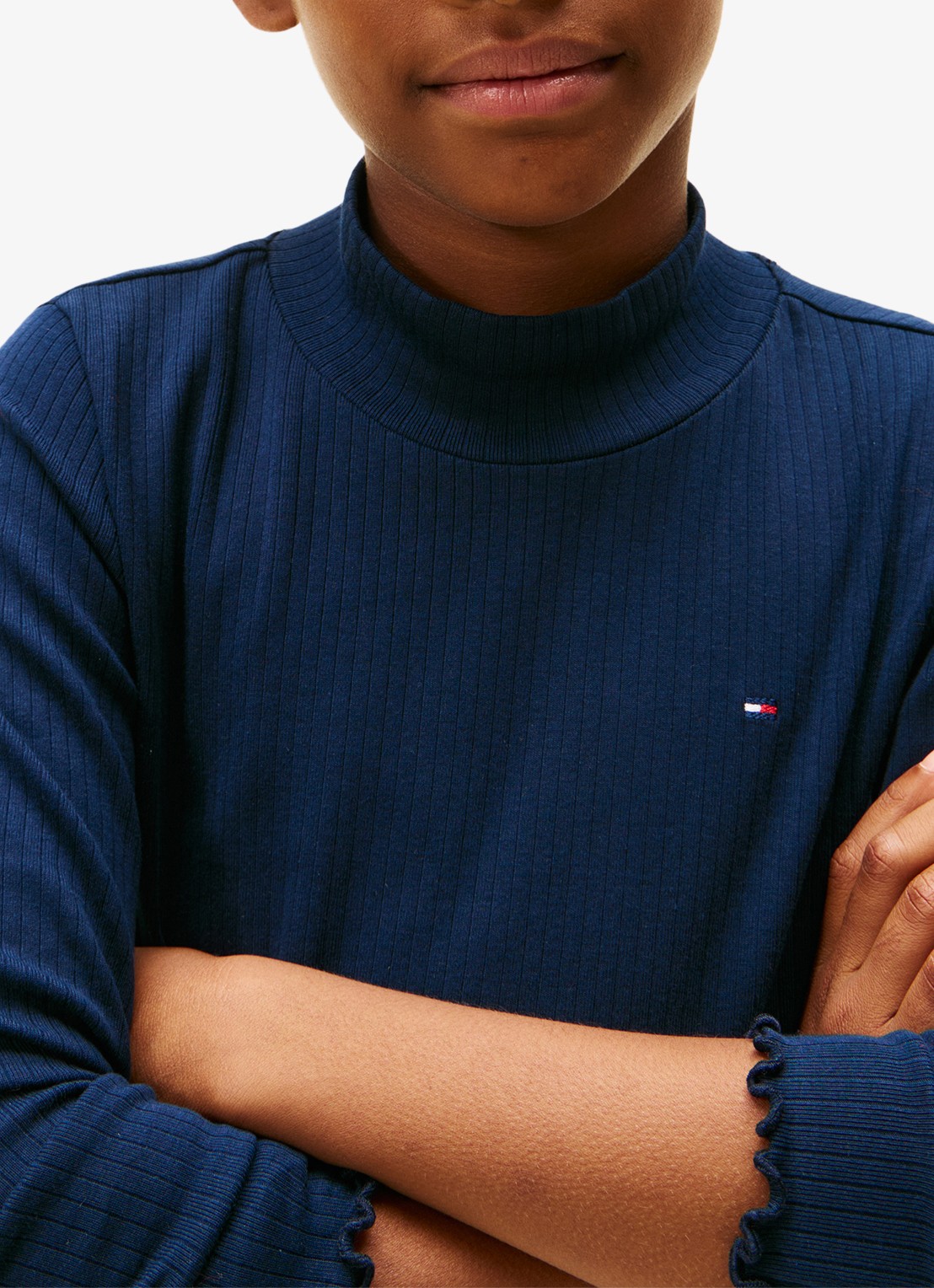 Tommy Hilfiger Longsleeve top met logoborduring - detail 5 donkerblauw