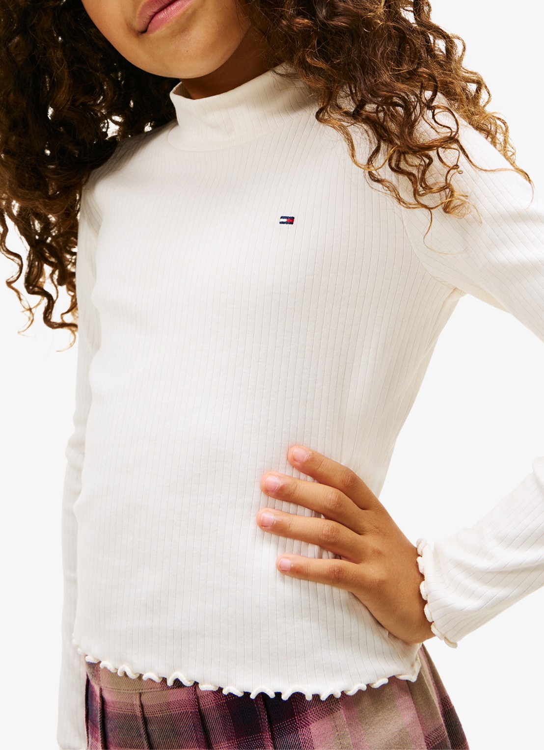 Tommy Hilfiger Longsleeve top met logoborduring - detail 5 wit
