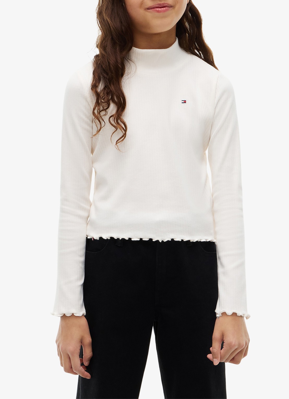 Tommy Hilfiger Longsleeve top met logoborduring - detail 4 off white-ybh