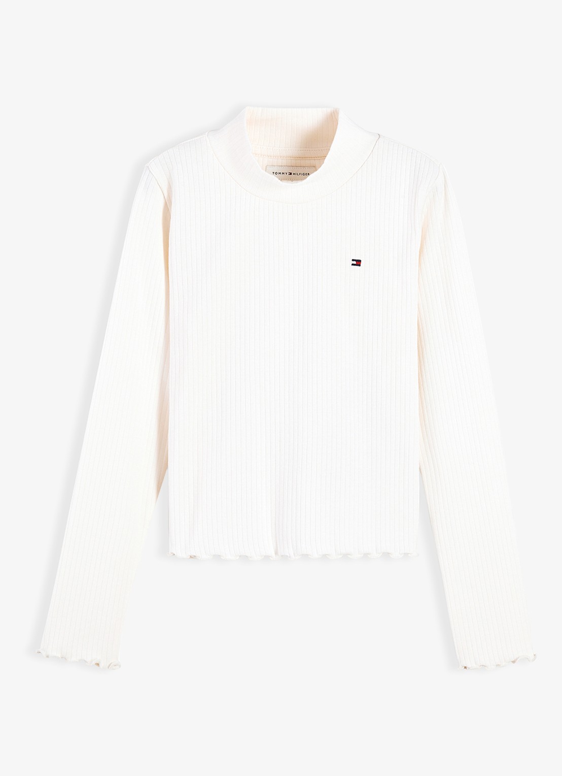 Tommy Hilfiger Longsleeve top met logoborduring - voorkant 2 off white-ybh