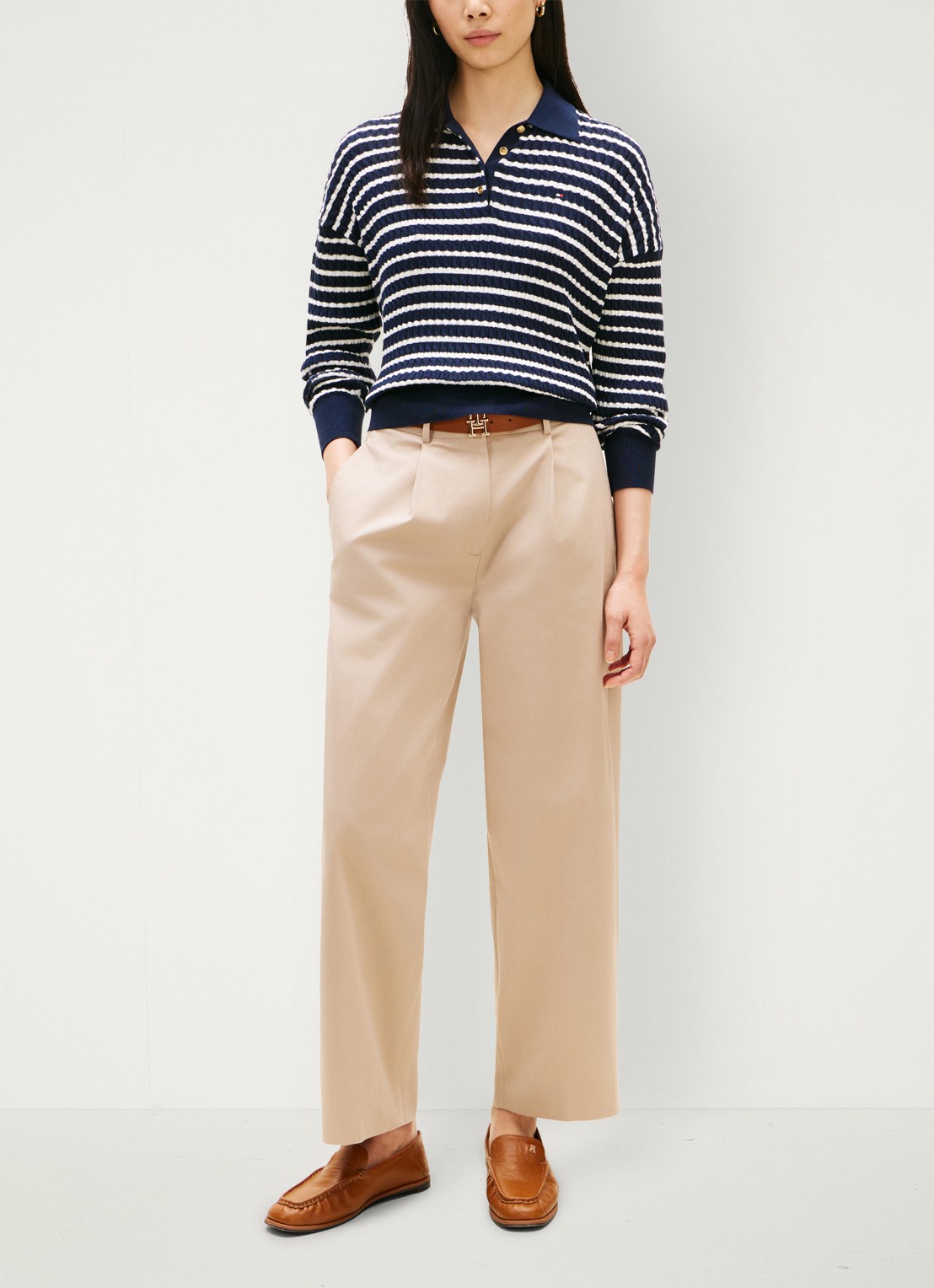 Tommy Hilfiger Loose fit chino met steekzakken - voorkant 5 beige