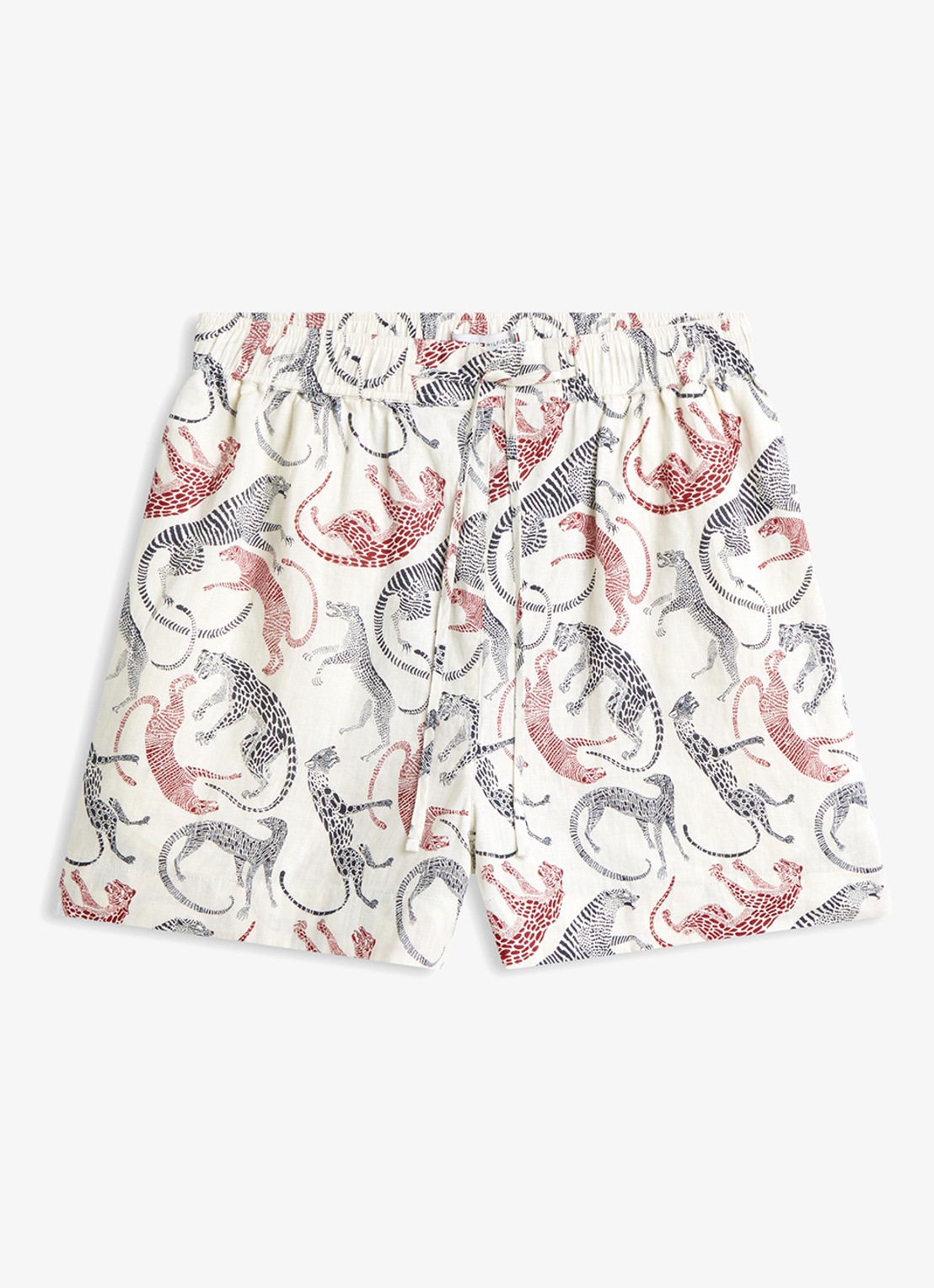 Tommy Hilfiger Loose fit korte broek van linnen met print en steekzakken - voorkant beige