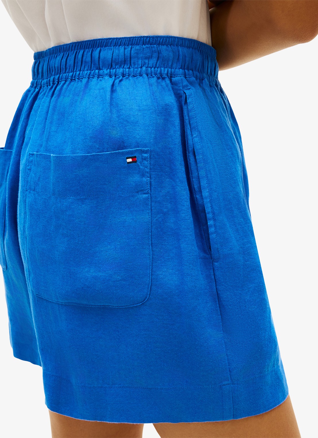 Tommy Hilfiger Loose fit korte broek van linnen met print en steekzakken - detail 4 blauw