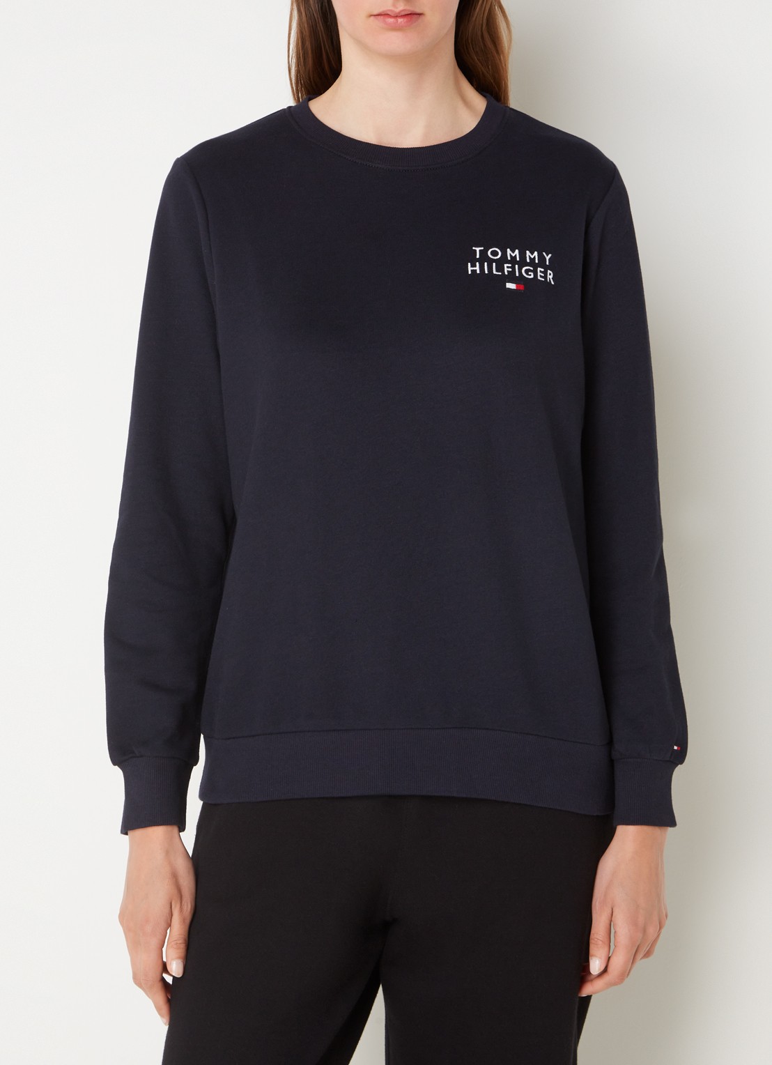 Tommy Hilfiger Loungetrui met logoborduring - detail 4 donkerblauw