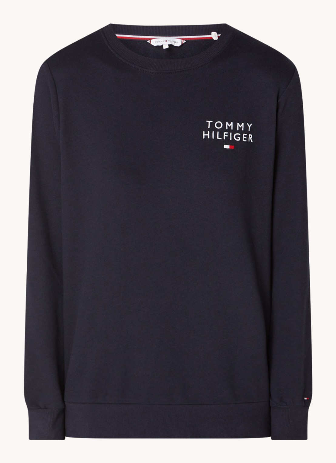 Tommy Hilfiger Loungetrui met logoborduring - voorkant donkerblauw