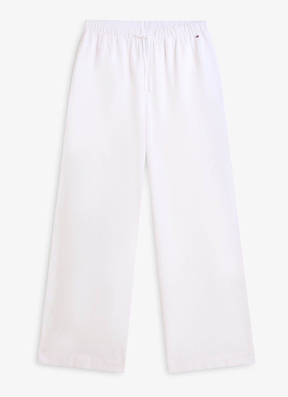 Tommy Hilfiger Low waist wide fit palazzo broek met logo - voorkant 4 wit