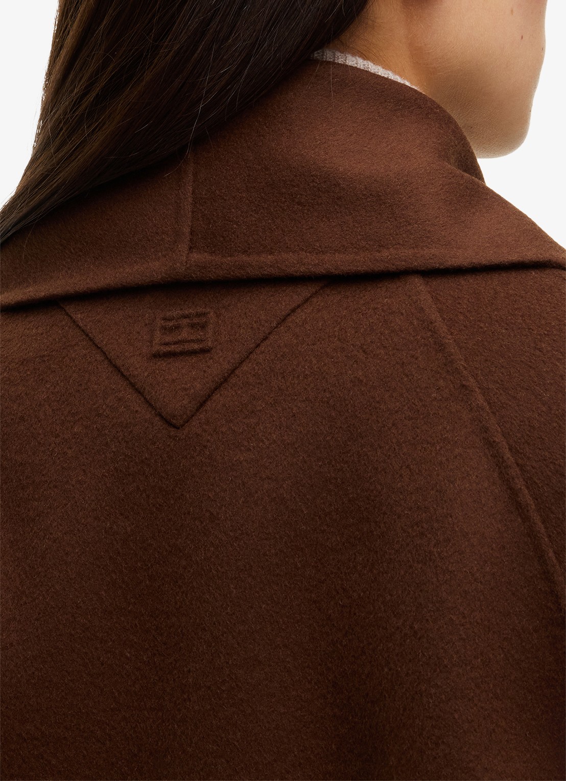 Tommy Hilfiger Mantel in wolblend met sjaalkraag van imitatiebont  - detail 4 bruin