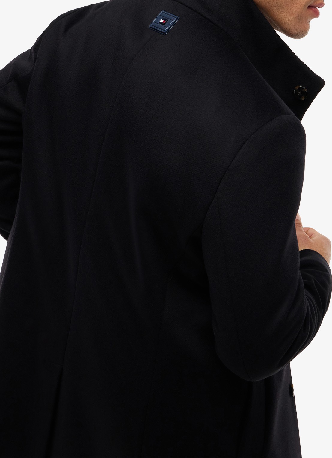 Tommy Hilfiger Mantel in wolblend met steekzakken - detail 4 zwart