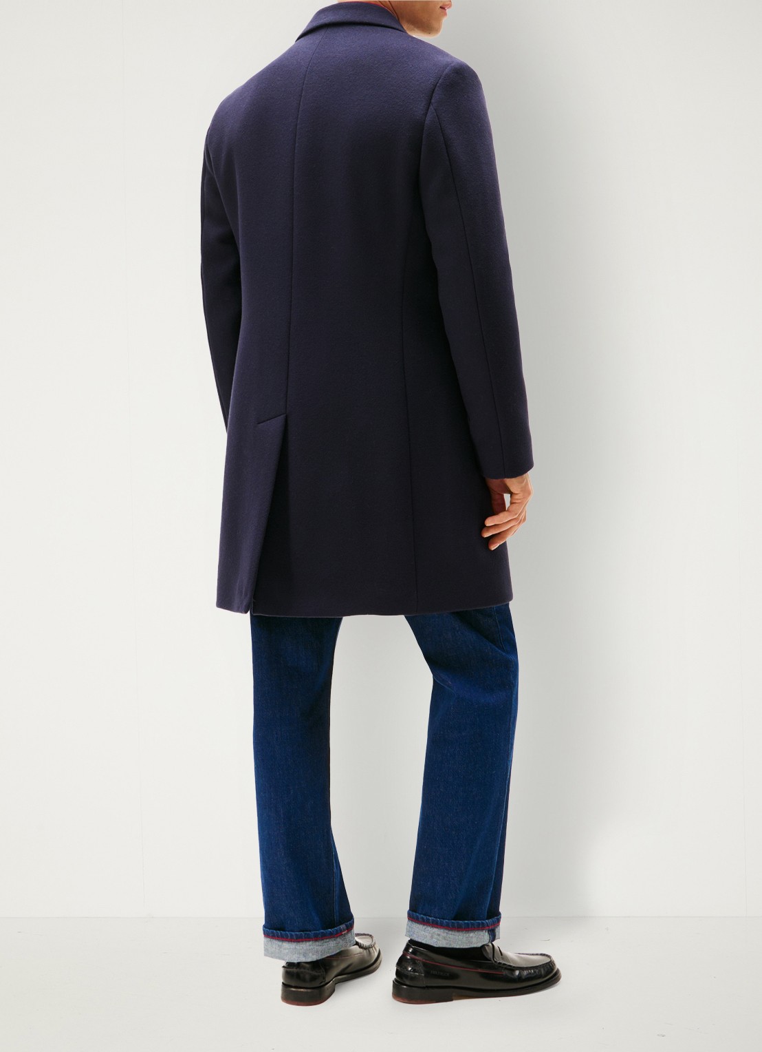 Tommy Hilfiger Mantel in wolblend met steekzakken - achterkant 5 blauw