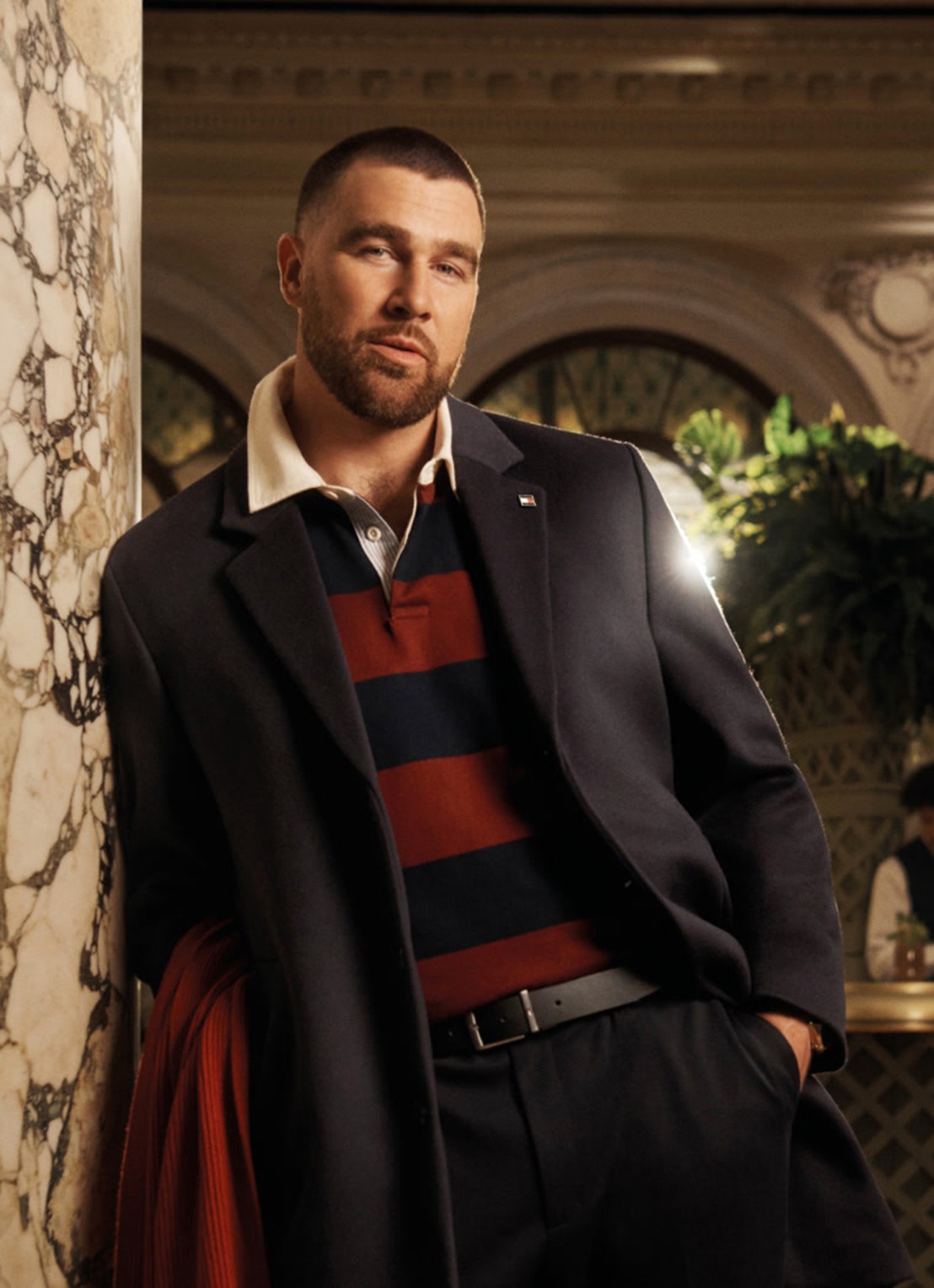 Tommy Hilfiger Mantel in wolblend met steekzakken - detail 6 blauw