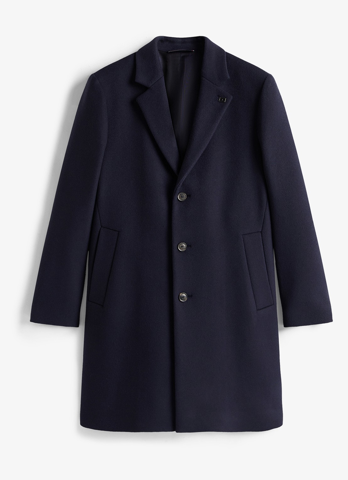 Tommy Hilfiger Mantel in wolblend met steekzakken - voorkant blauw