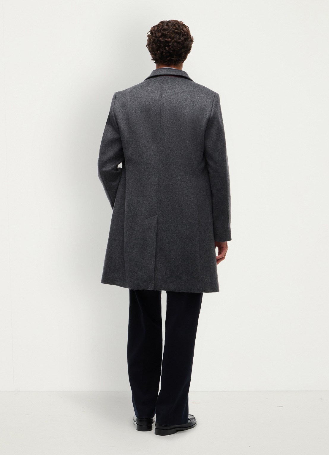 Tommy Hilfiger Mantel in wolblend met steekzakken - achterkant 7 dark grey heather-p4e
