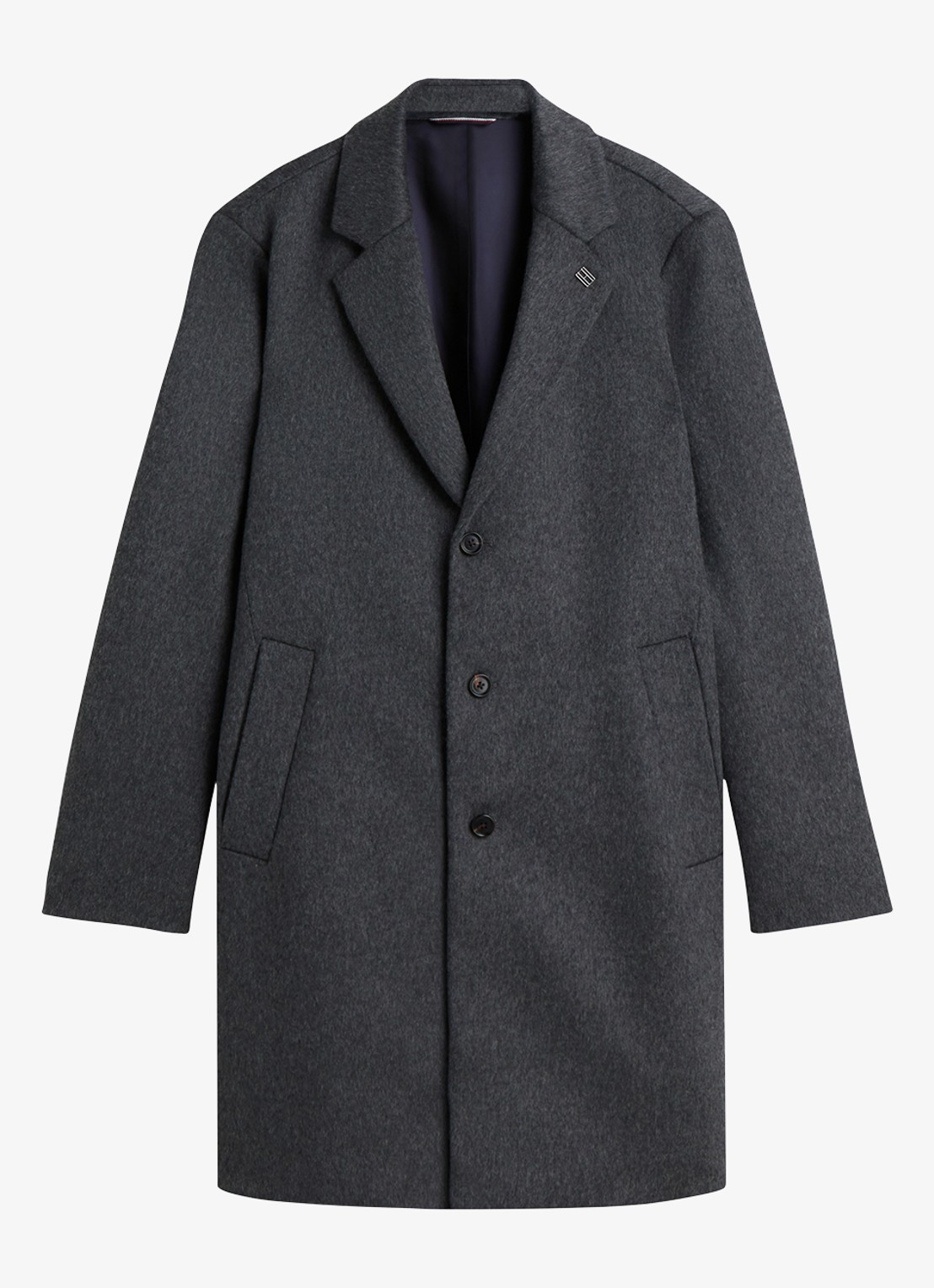 Tommy Hilfiger Mantel in wolblend met steekzakken - voorkant 5 dark grey heather-p4e