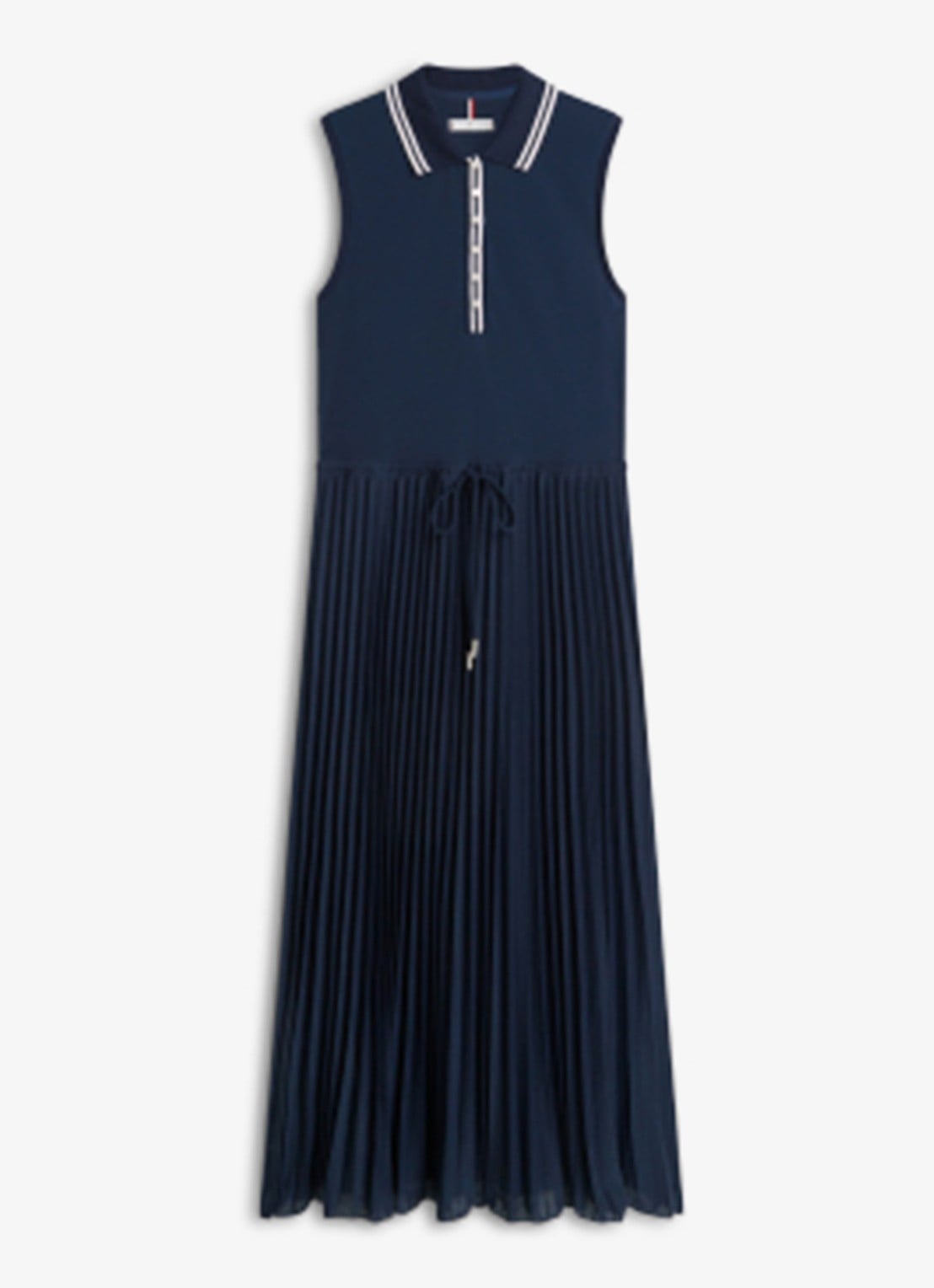 Tommy Hilfiger Maxi jurk met plissé - voorkant donkerblauw