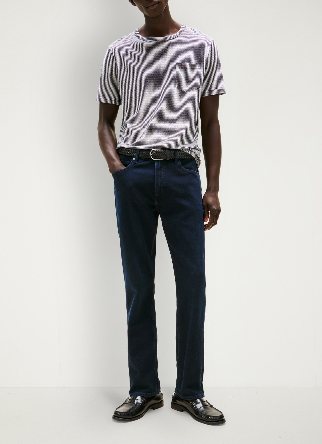 Tommy Hilfiger Mercer straight leg jeans met steekzakken - voorkant 3 donkerblauw