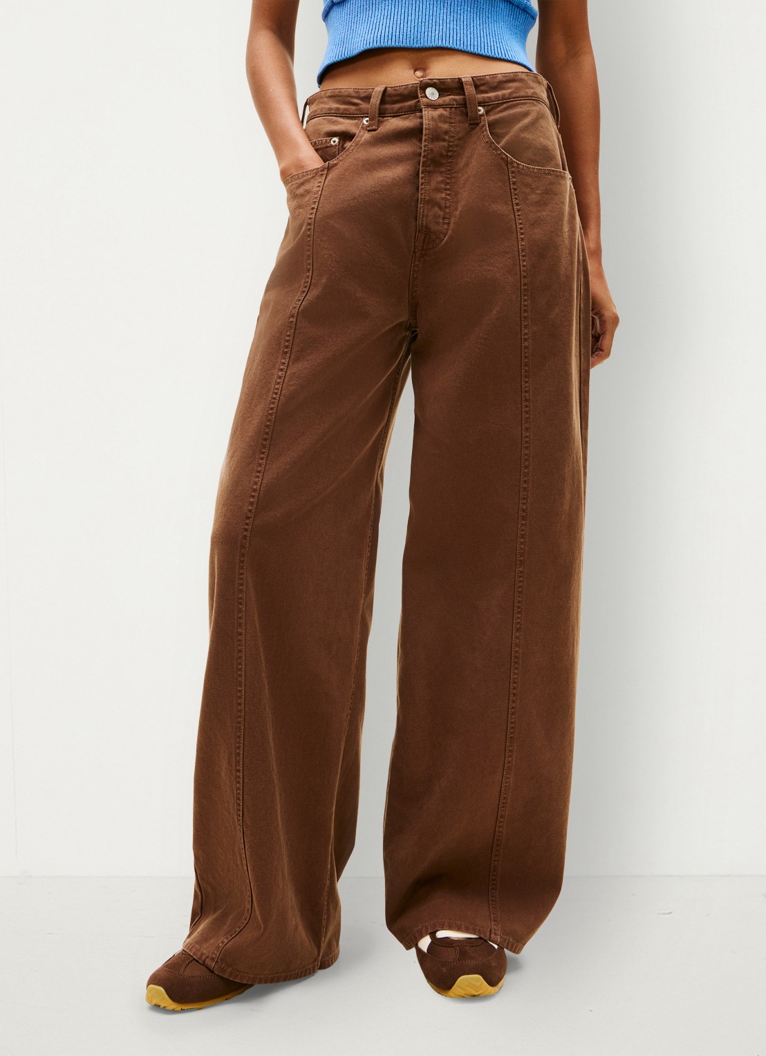 Tommy Hilfiger Mid rise loose fit jeans met gekleurde wassing - detail bruin