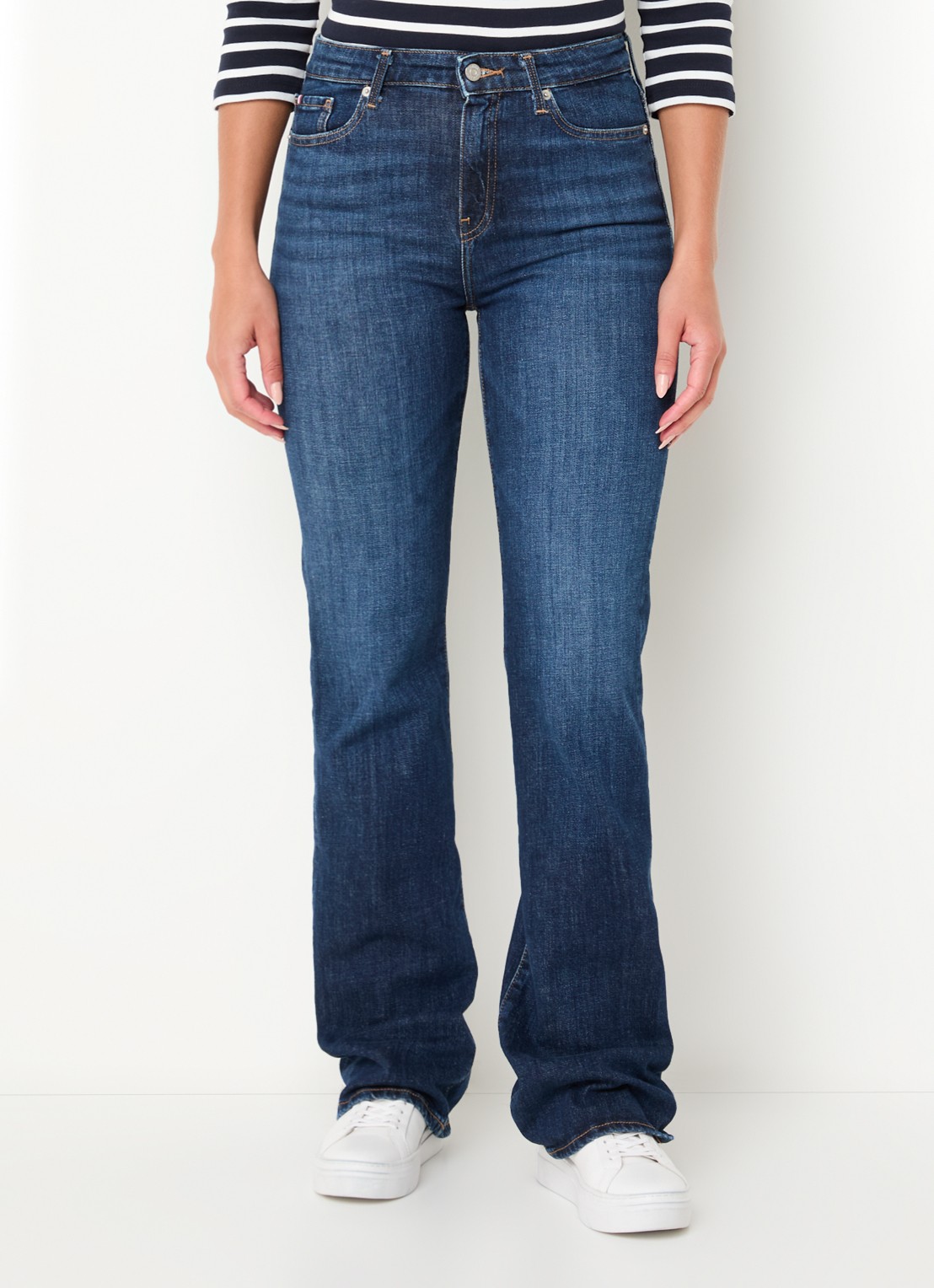 Tommy Hilfiger Mid waist bootcut jeans met donkere wassing - detail indigo