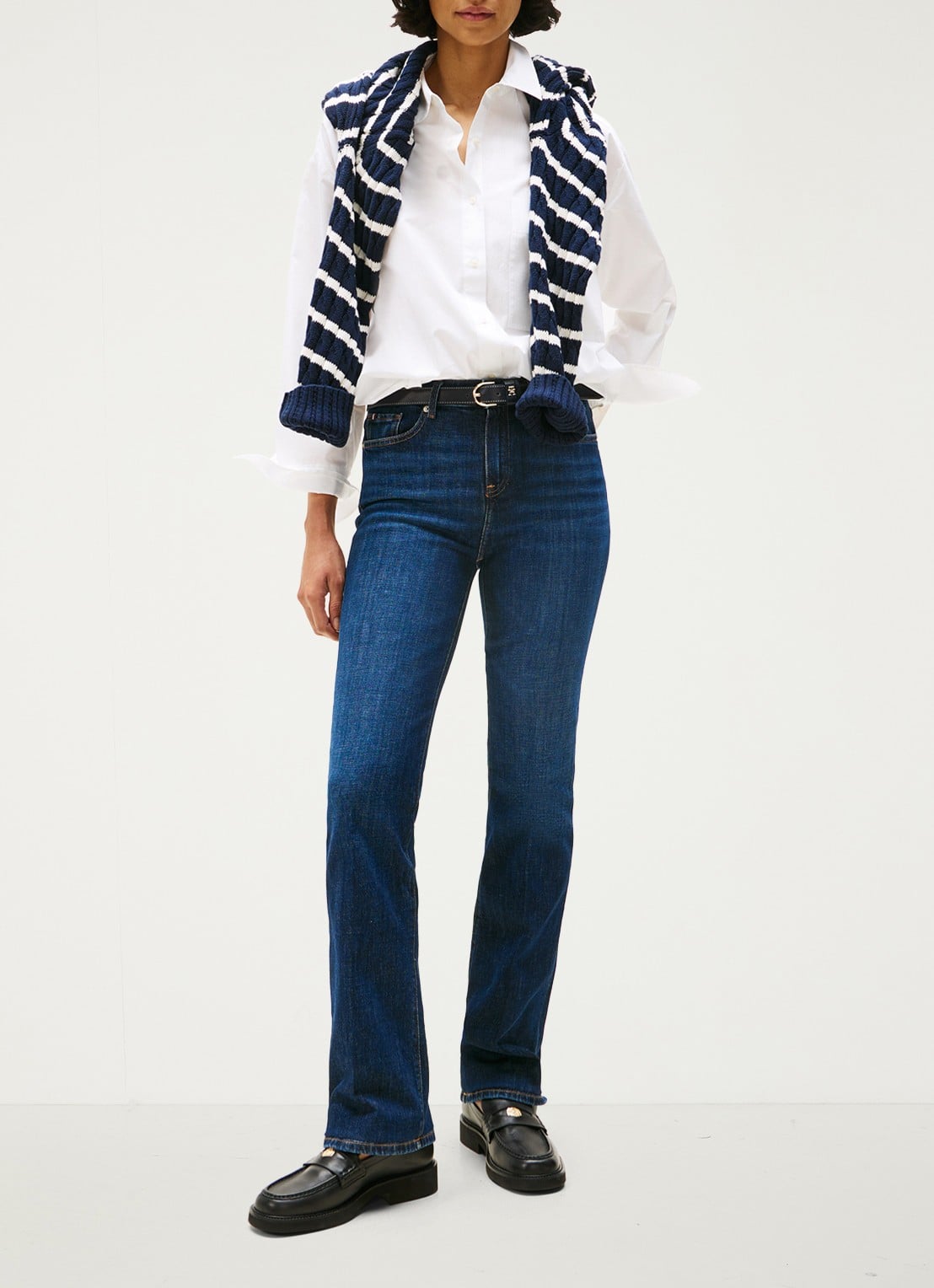 Tommy Hilfiger Mid waist bootcut jeans met donkere wassing - voorkant 7 indigo