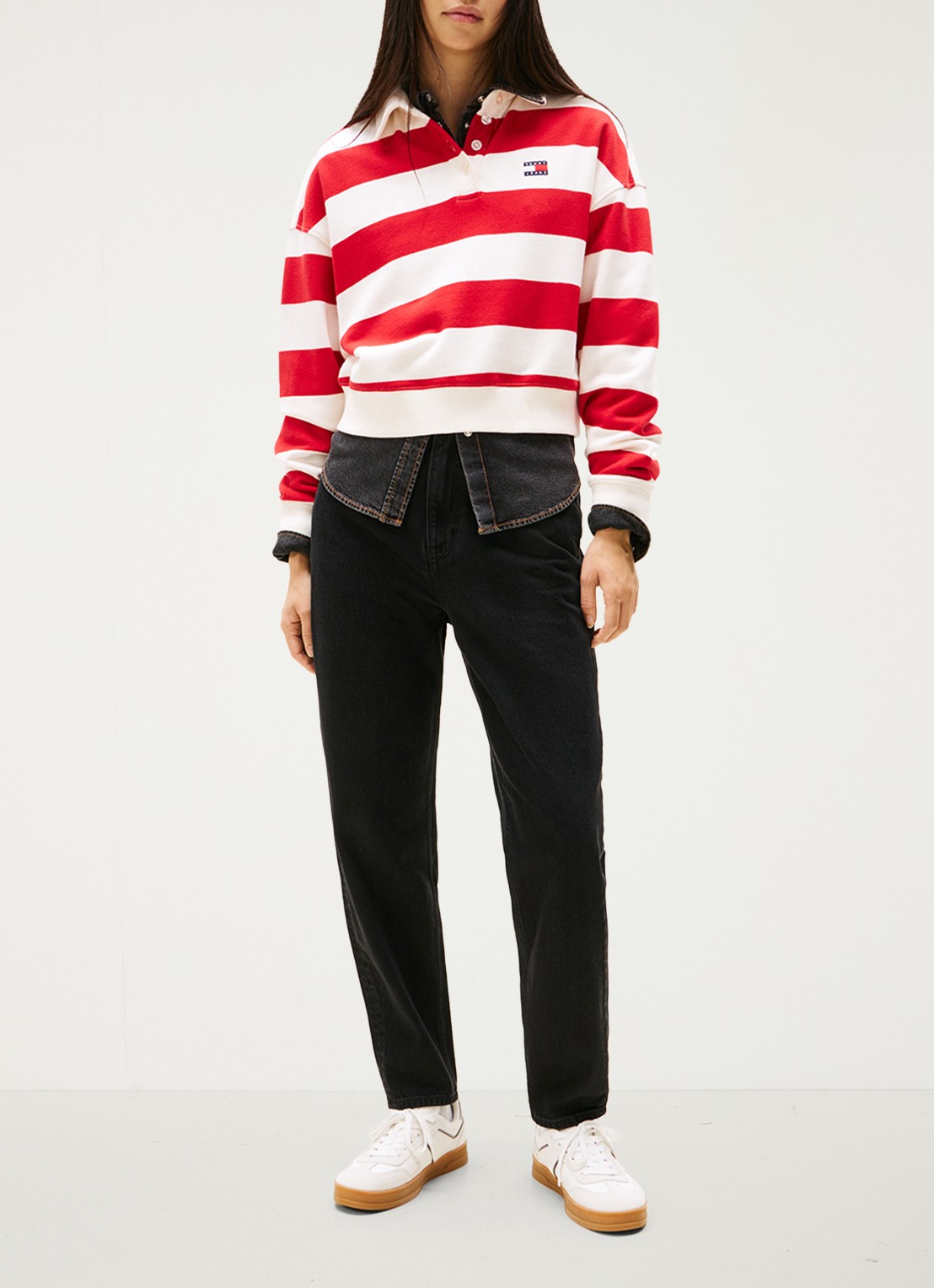 Tommy Hilfiger Mid waist mom jeans met gekleurde wassing - voorkant 3 zwart