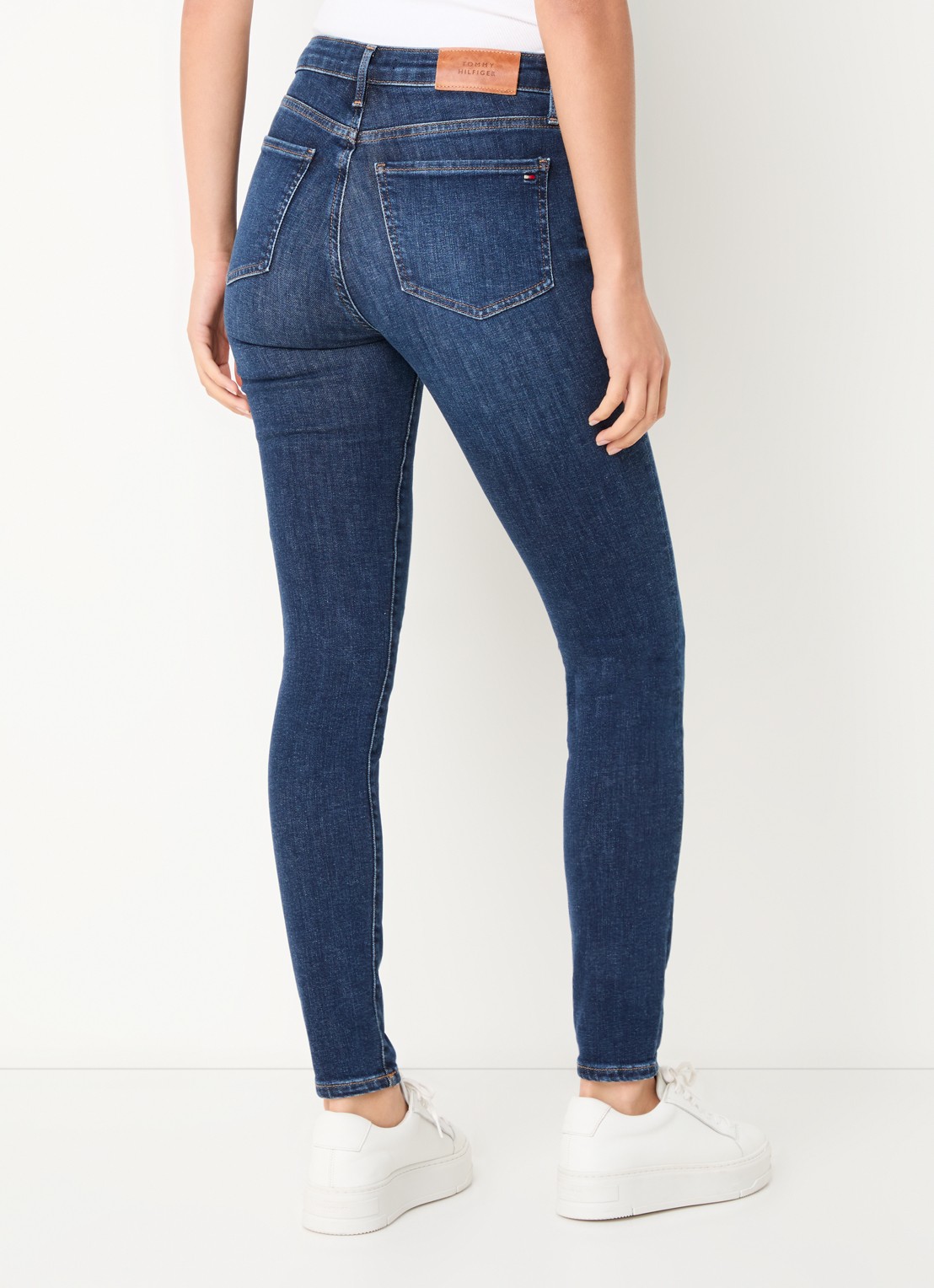 Tommy Hilfiger Mid waist skinny jeans met donkere wassing - achterkant indigo