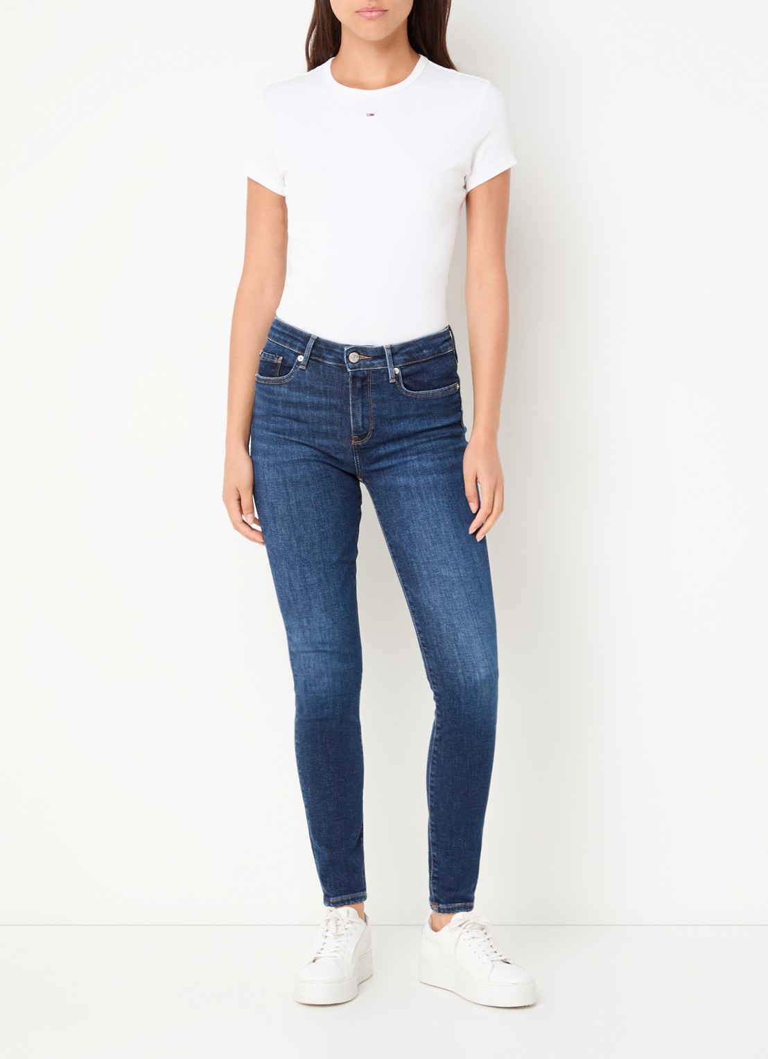 Tommy Hilfiger Mid waist skinny jeans met donkere wassing - voorkant 10 indigo
