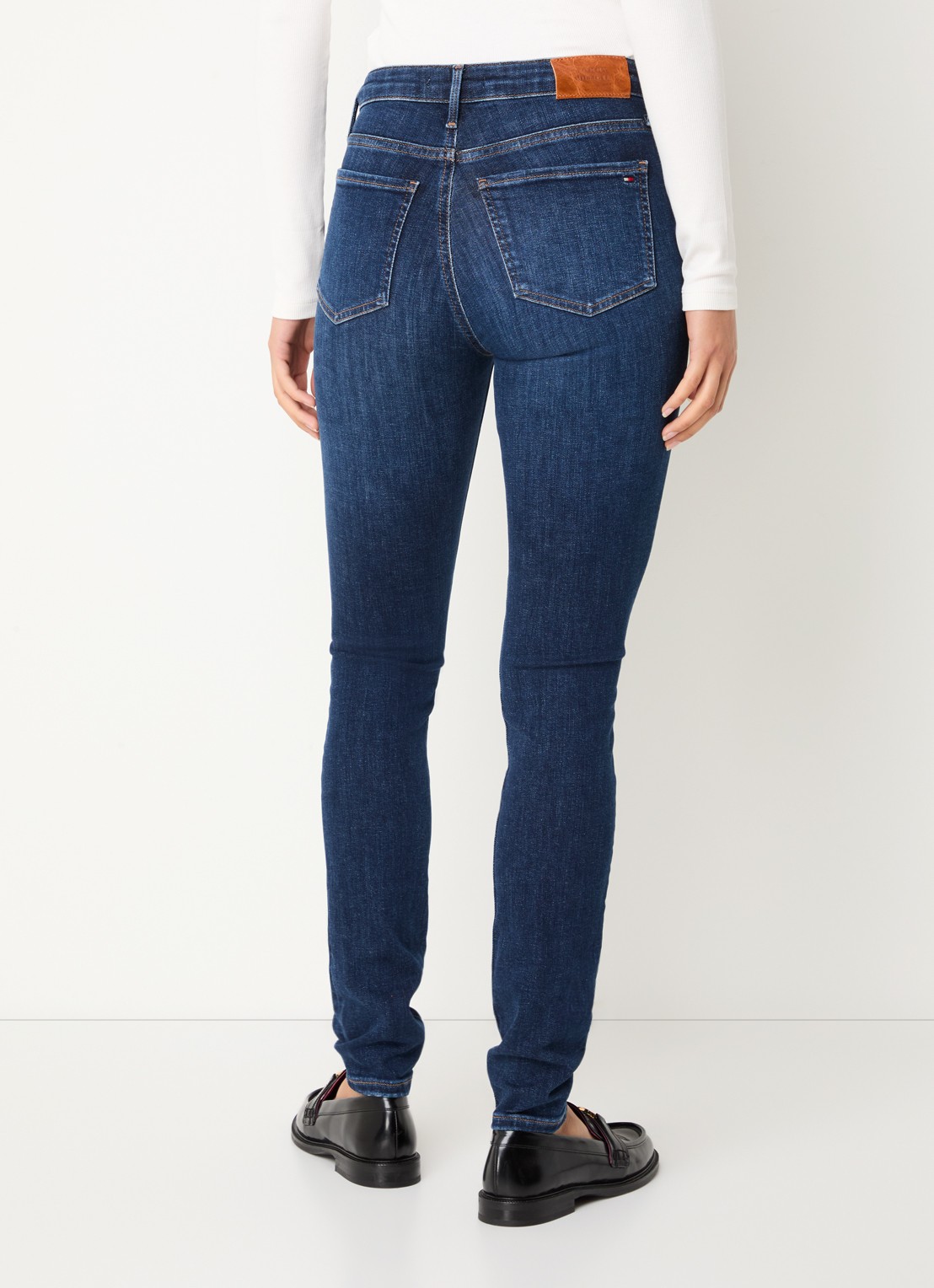 Tommy Hilfiger Mid waist skinny jeans met donkere wassing - achterkant 2 indigo